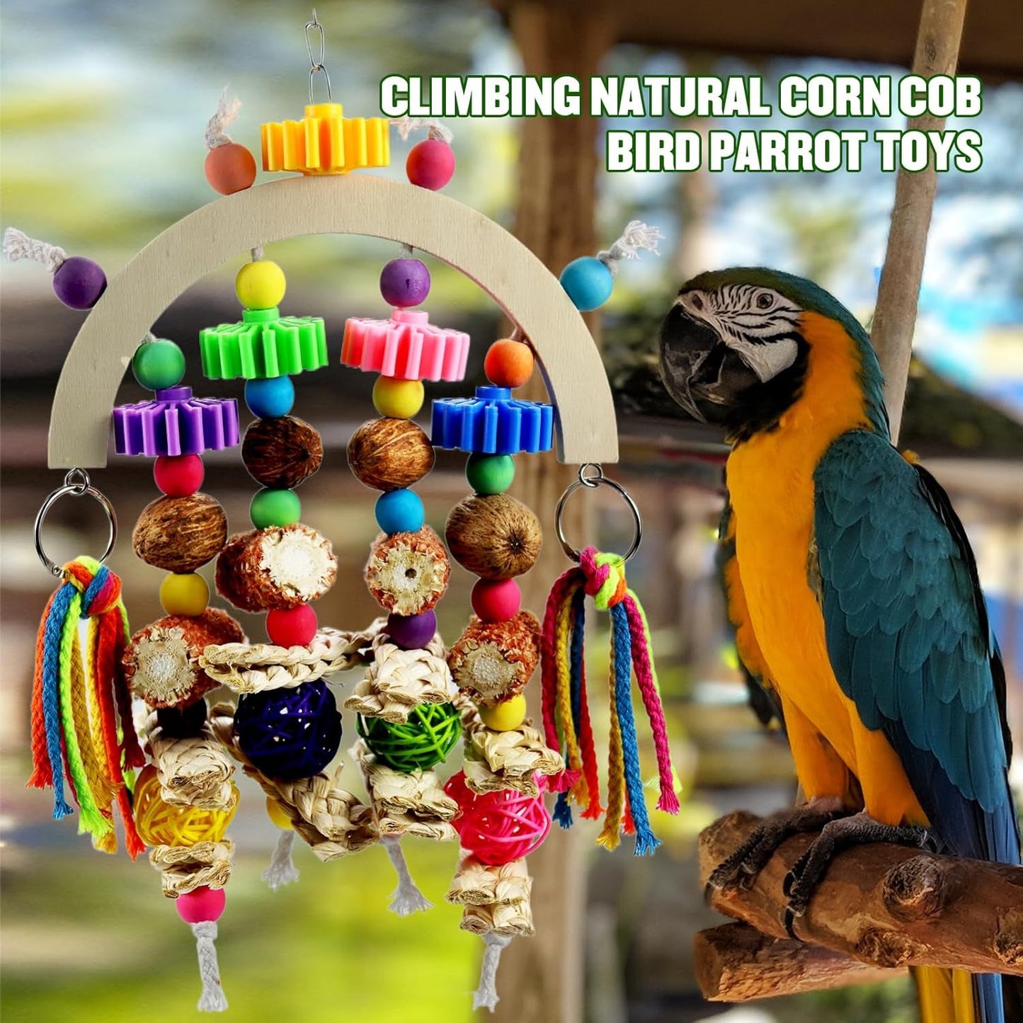 Parrot Bird Toys Natural Chew Corncob Wood Mango Cage Toys Small Medium Birds