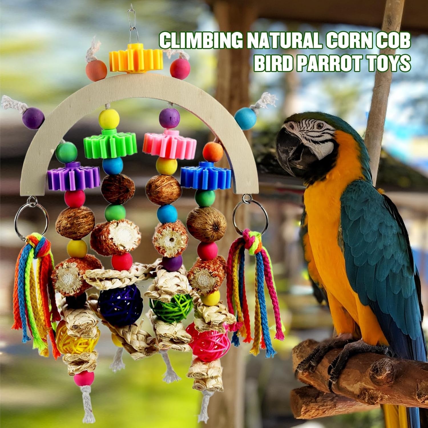 Parrot Bird Toys Natural Chew Corncob Wood Mango Cage Toys Small Medium Birds