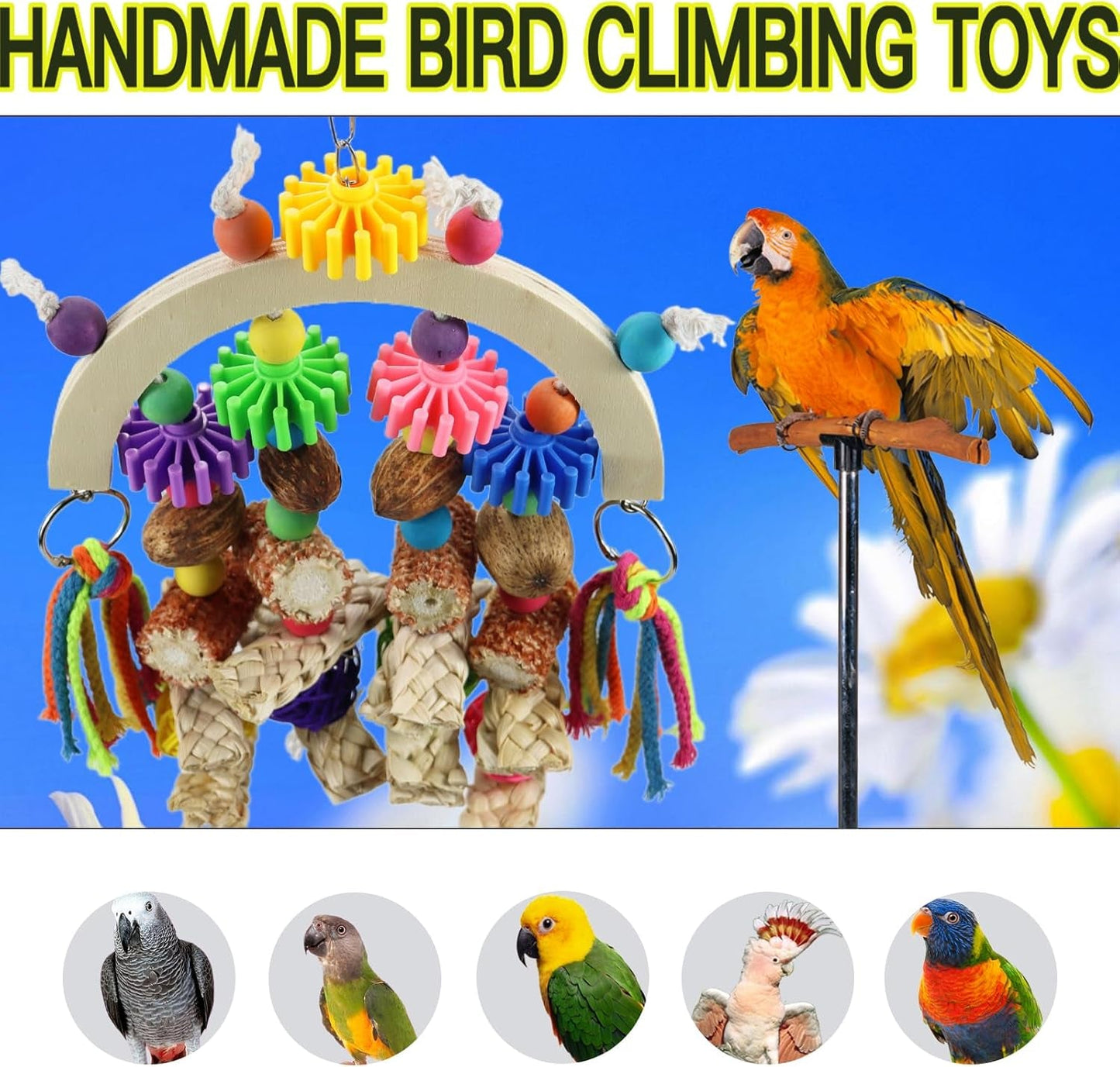Parrot Bird Toys Natural Chew Corncob Wood Mango Cage Toys Small Medium Birds