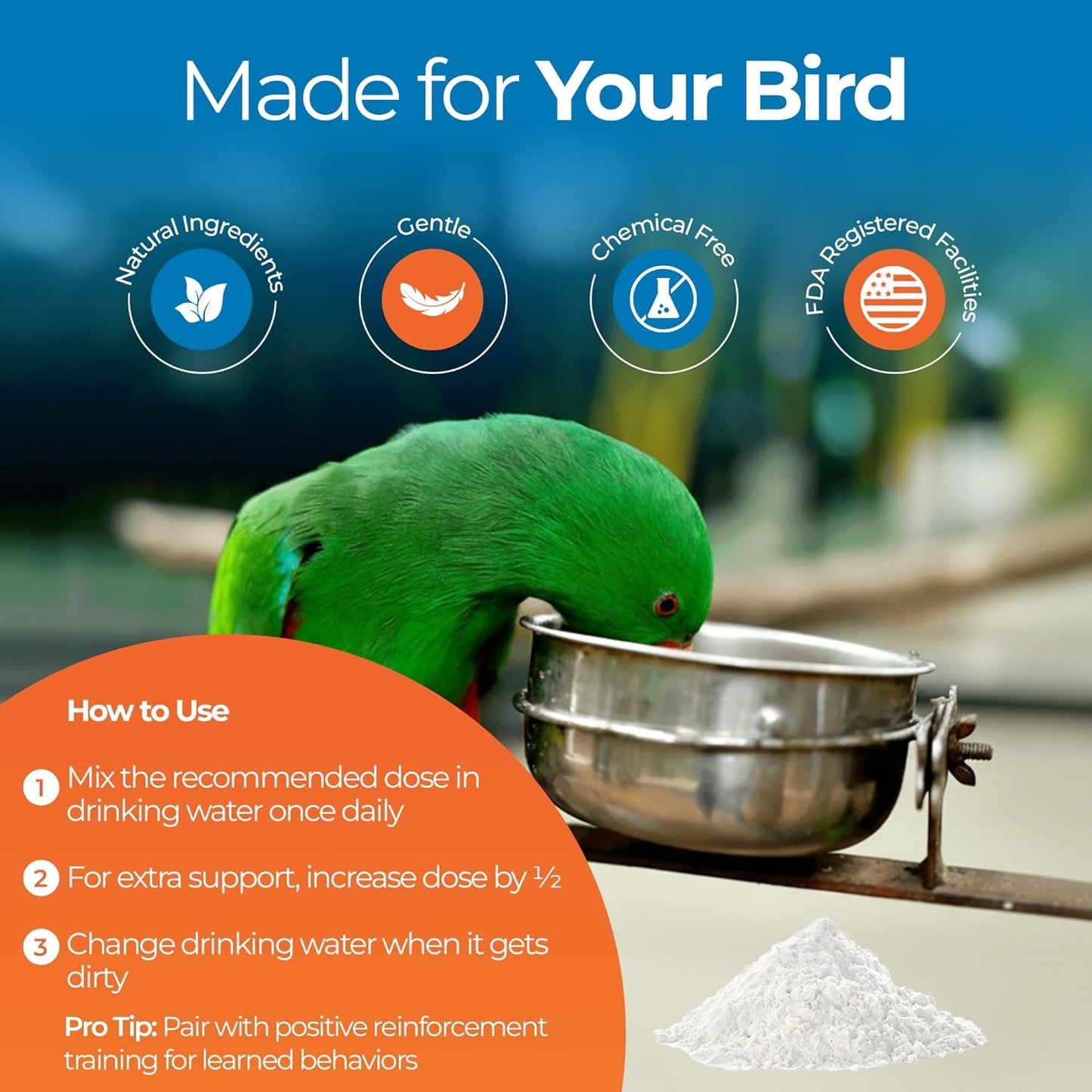 Parrot Calming Supplement Unruffledrx Bird Stress Relief Non Sedating 150 Servings