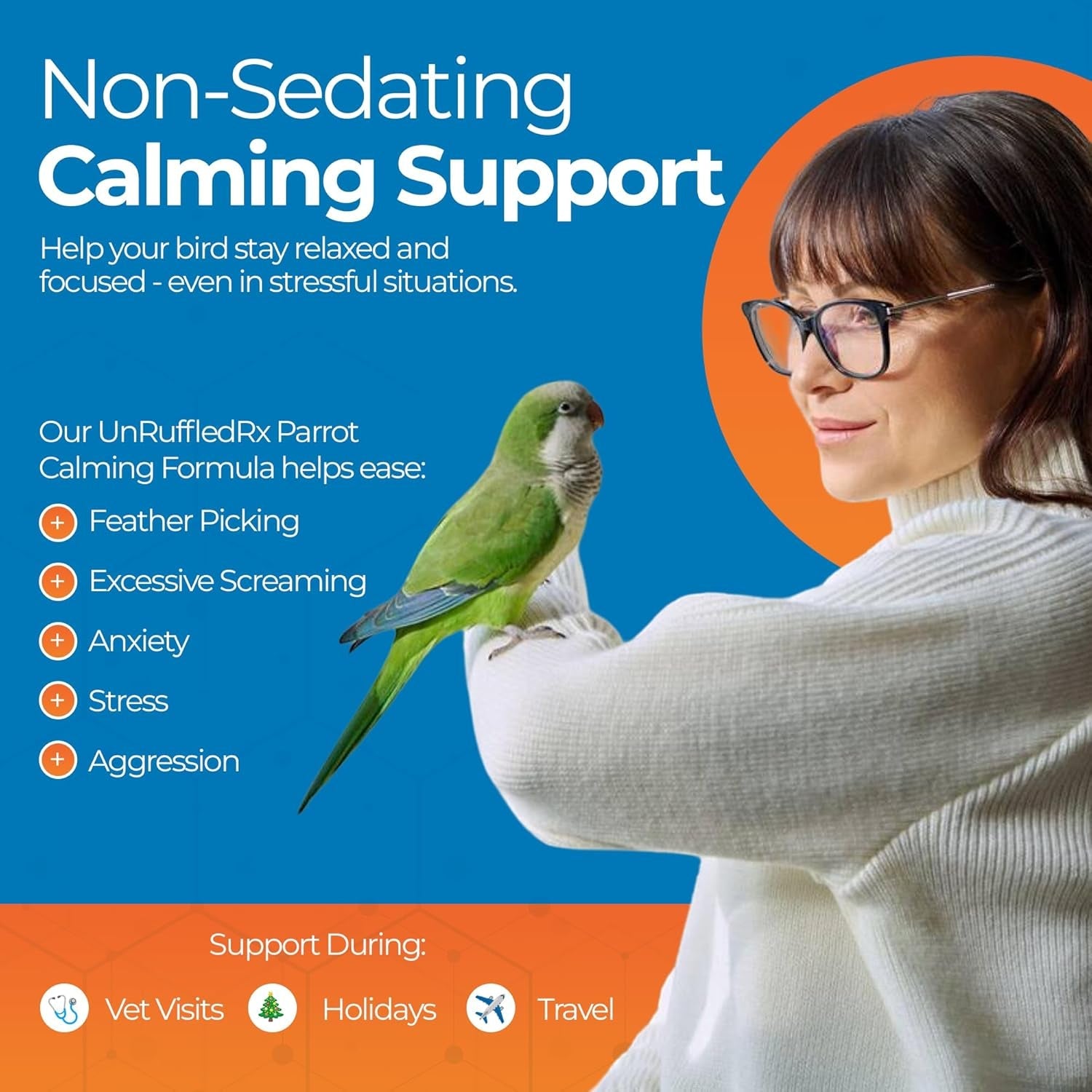 Parrot Calming Supplement Unruffledrx Bird Stress Relief Non Sedating 150 Servings