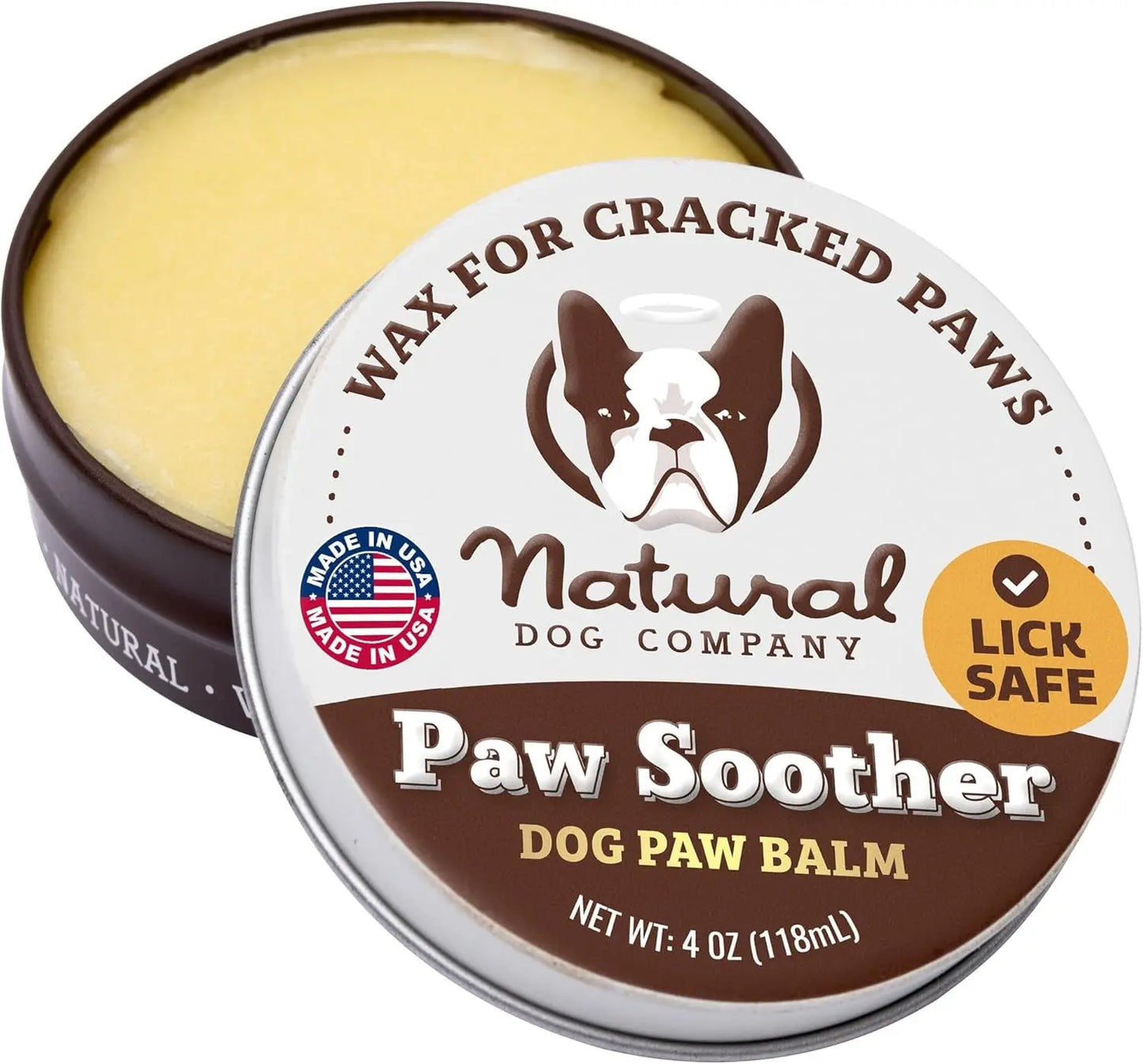 Paw Soother Balm & Wax – Natural Dog Paw Care with Coconut & Hempseed Oils Paw Soother Tin - 4 Oz.