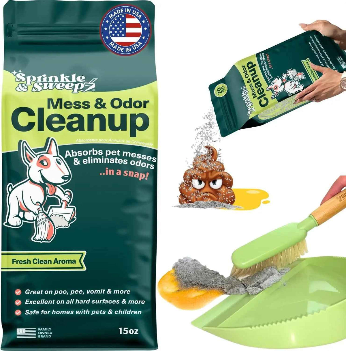 Pet Accident Cleanup Powder Dog Pee Vomit Potty Training Absorbent Odor Remover