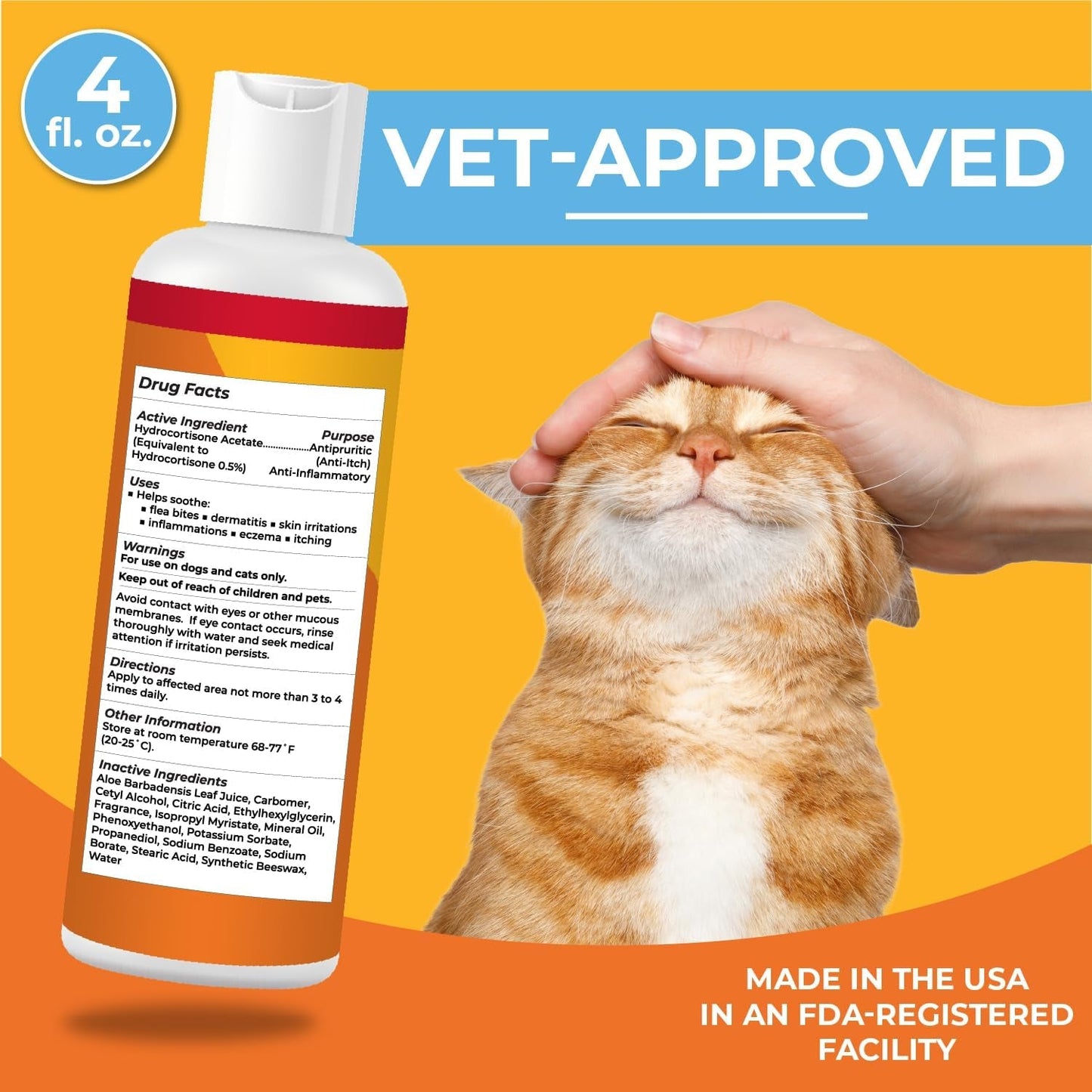 Pet Anti Itch Cream Hydrocortisone Hot Spot Relief Dog Cat Skin Care Lotion