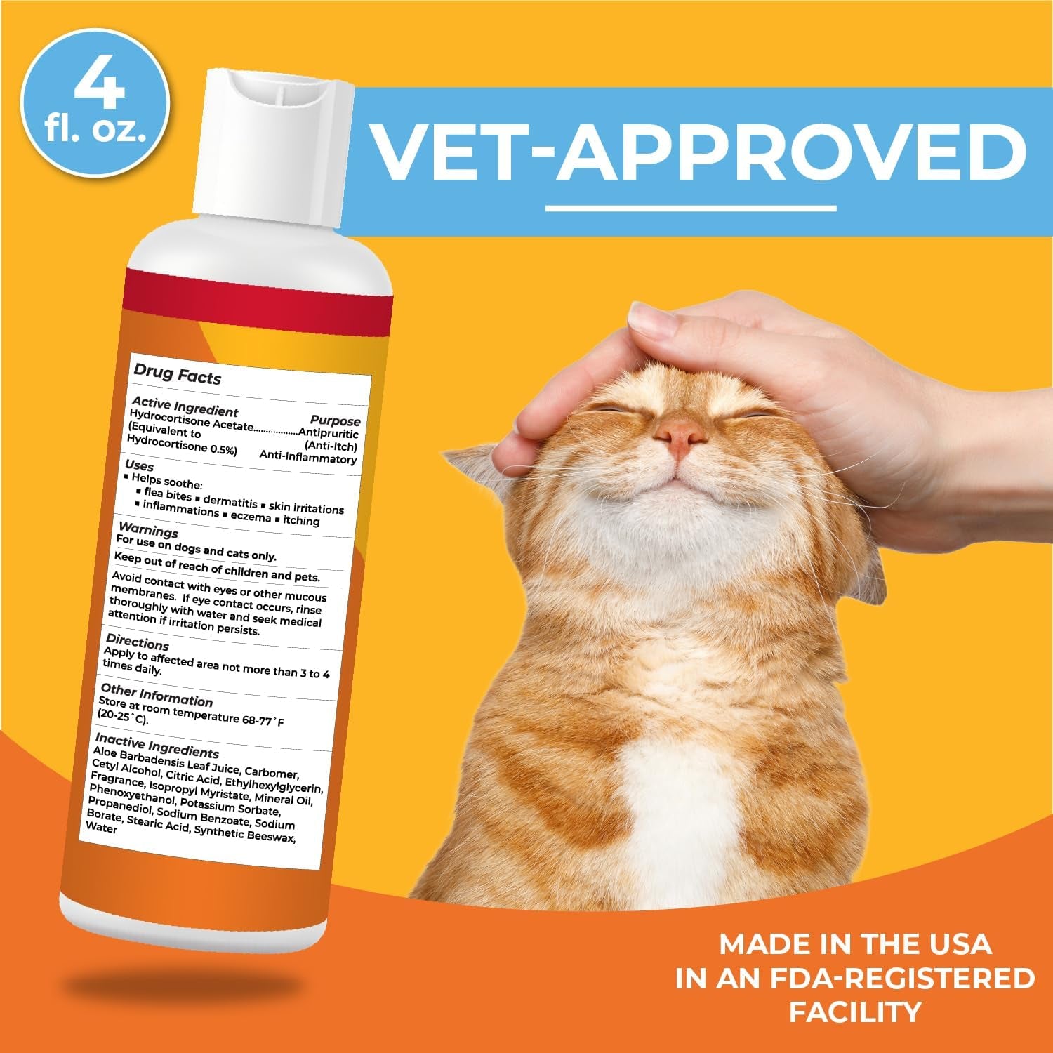 Pet Anti Itch Cream Hydrocortisone Hot Spot Relief Dog Cat Skin Care Lotion