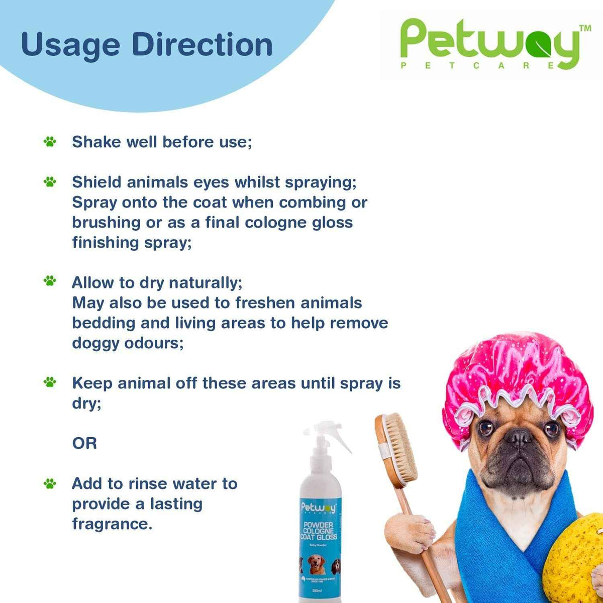 Pet Cologne Coat Gloss Spray Dog Deodorizer Baby Powder Grooming 250ml
