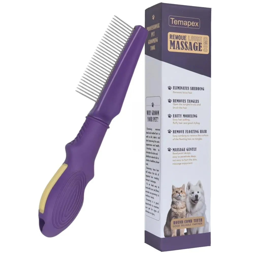 Pet Flea Comb Stainless Steel Teeth Detangling Grooming Tool Dogs Cats Pet Detangling Comb