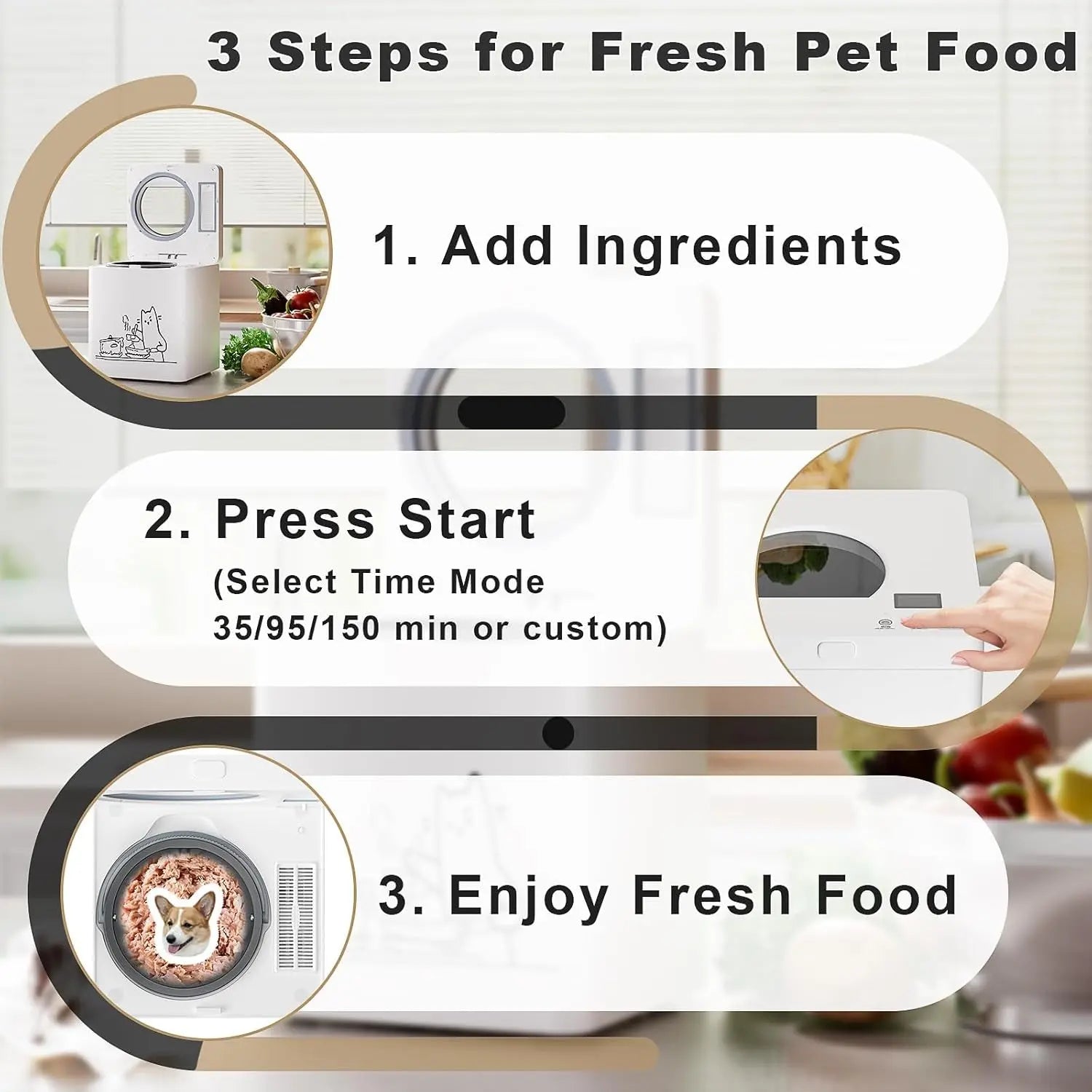 Pet Fresh Food Maker 5 in 1 Dog Cat Food Cooker Chopper 2.5L Smart Maker
