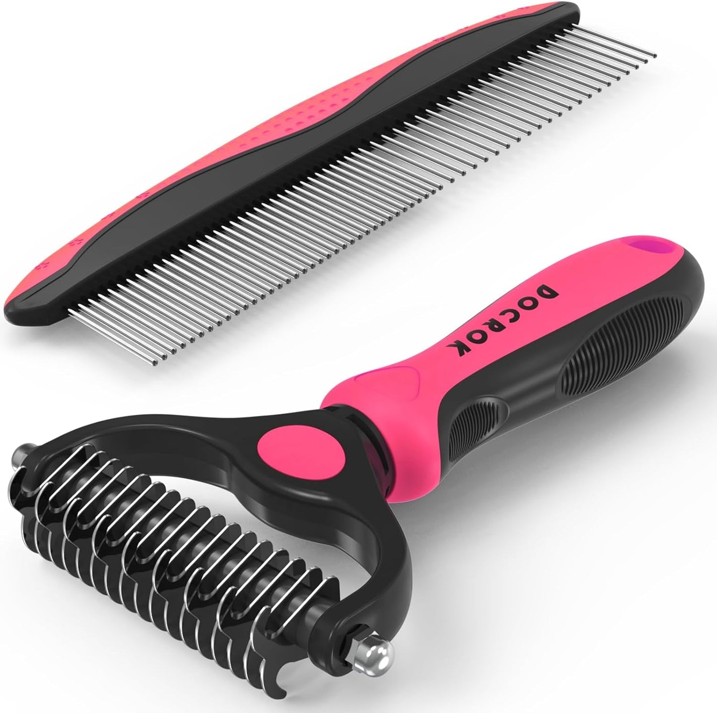 Pet Grooming Brush Comb Deshedding Dematting Tool Cats Dogs Pink