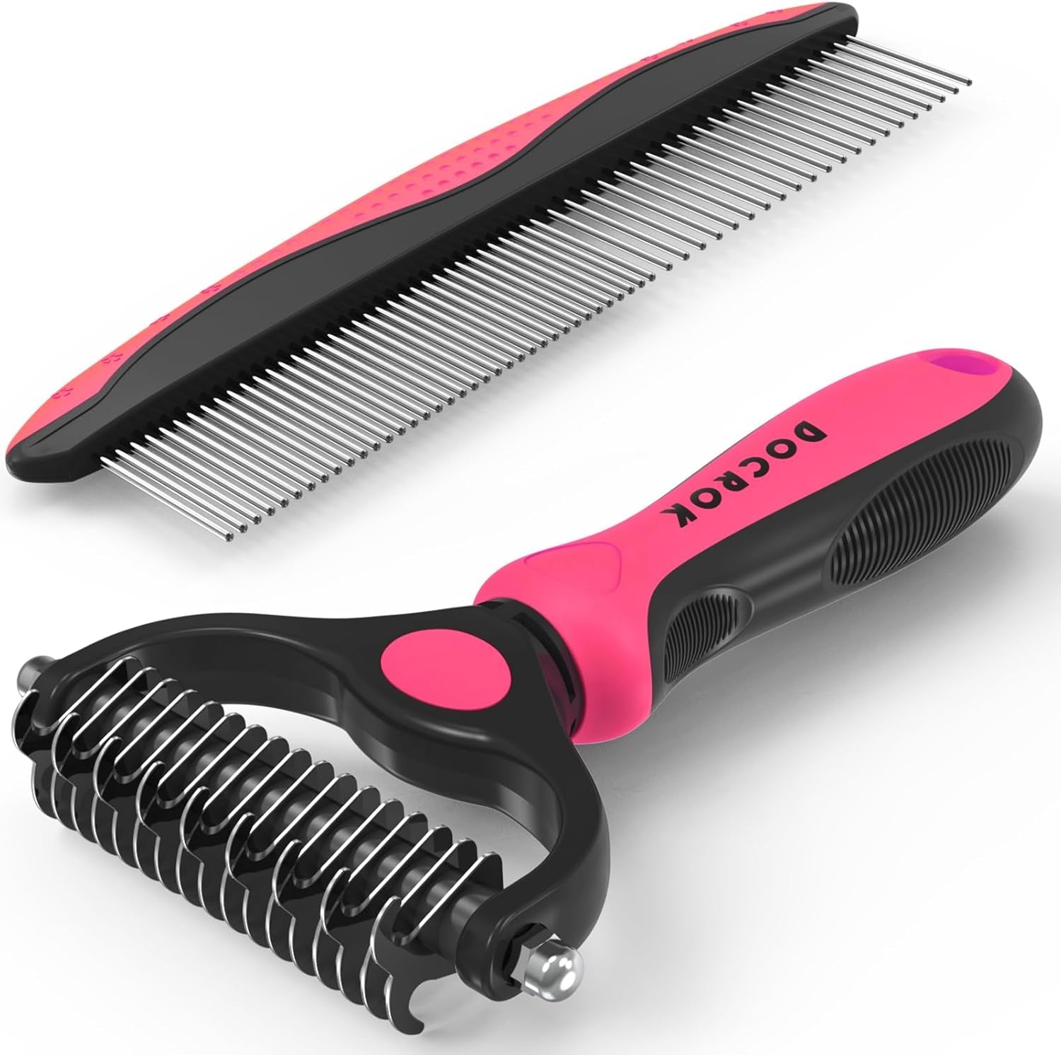 Pet Grooming Brush Comb Deshedding Dematting Tool Cats Dogs Pink