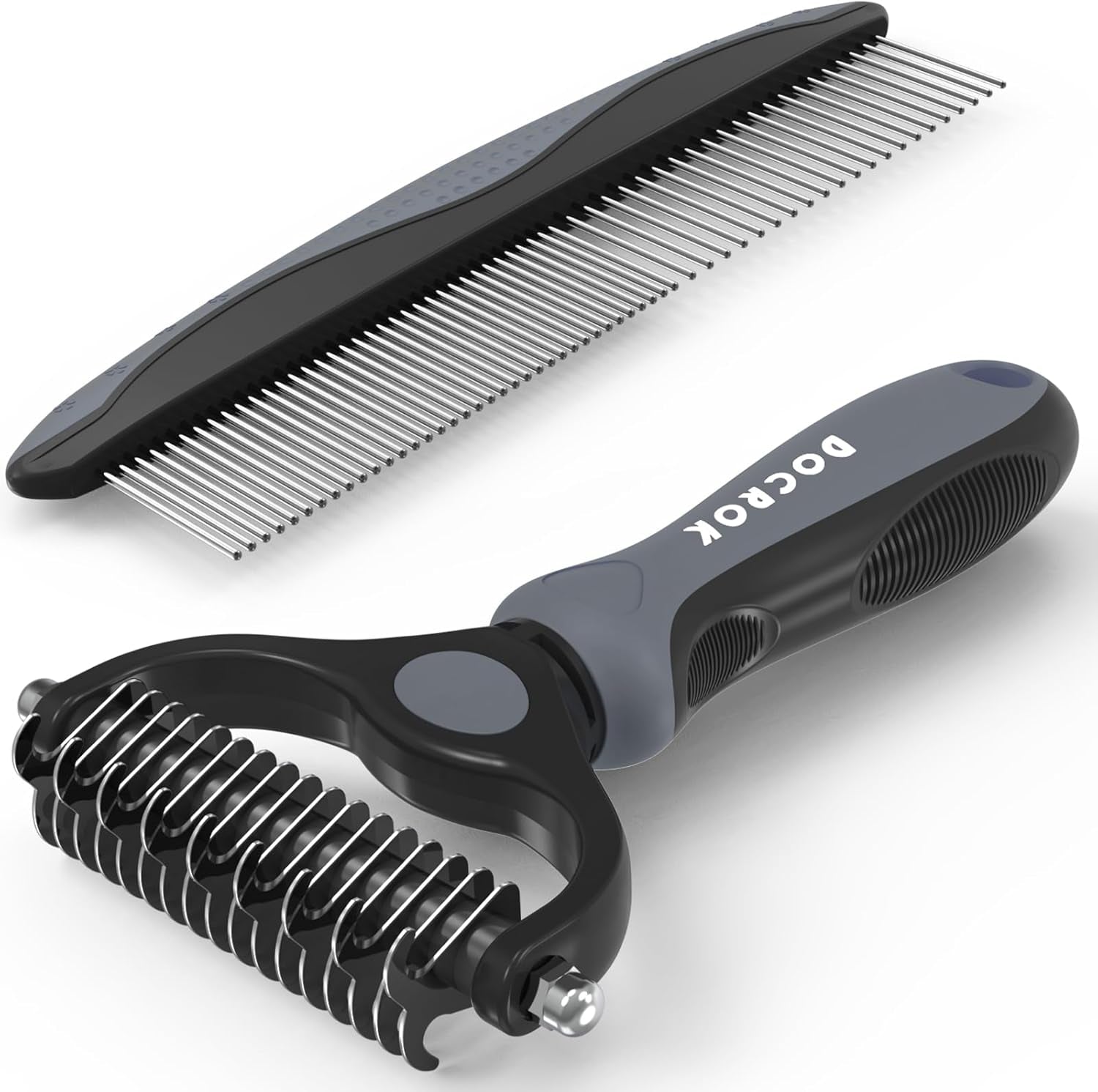 Pet Grooming Brush Comb Deshedding Dematting Tool Cats Dogs Gray