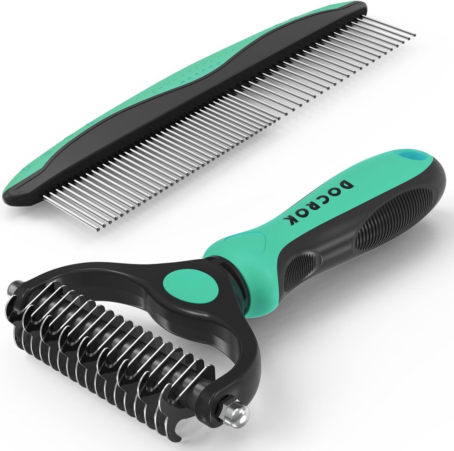 Pet Grooming Brush Comb Deshedding Dematting Tool Cats Dogs Green