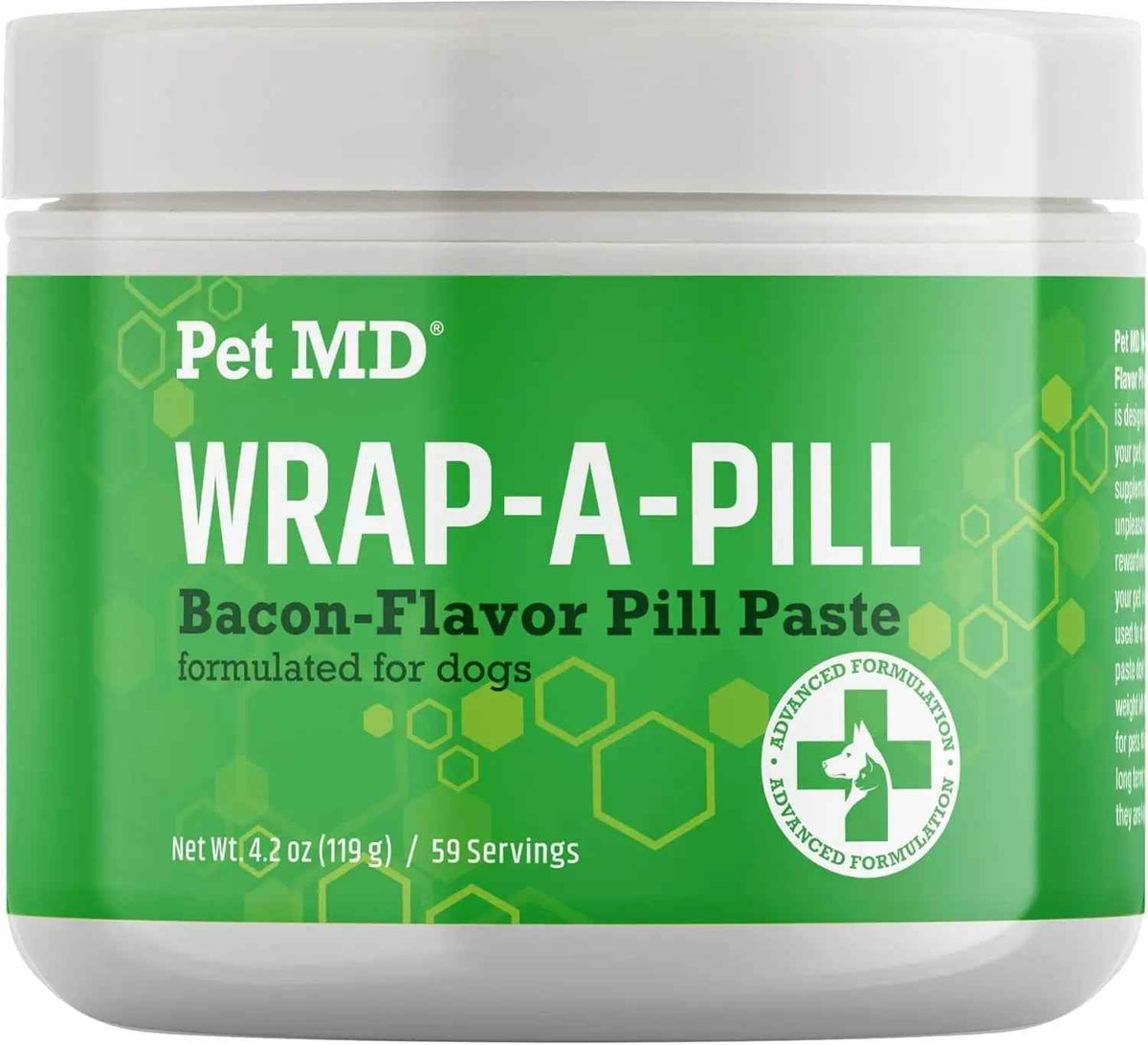 Pet MD Wrap-A-Pill Dog Pill Paste, Cheese & Bacon Flavor, Low Calorie