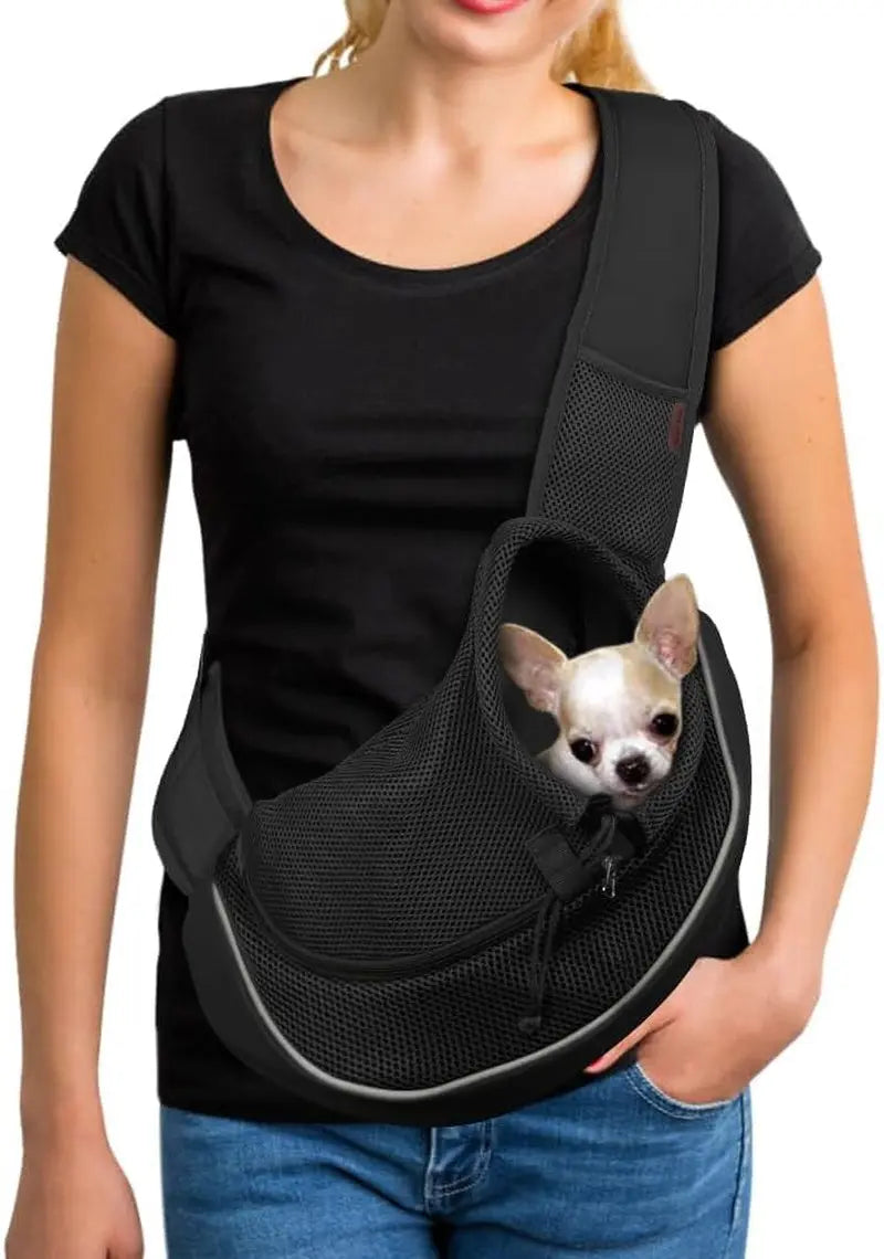 Pet Sling Carrier Adjustable Breathable Hands Free Small Dog Cat Travel Black 2.0 Pro (Color Refresh)