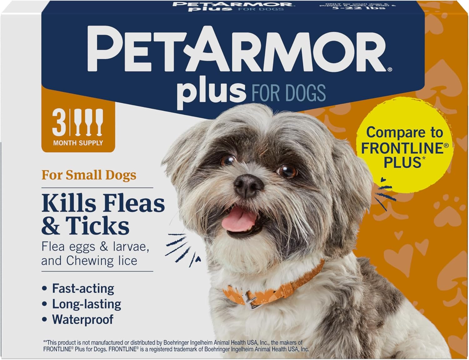 PetArmor Plus Flea Tick Treatment Dogs Waterproof Fast Acting 5-132lbs 5-22 Lbs 3 Count