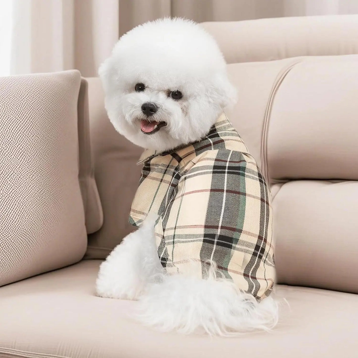 Plaid Dog Polo Shirt Soft Pet Outfit for Small & Medium Dogs and Cats