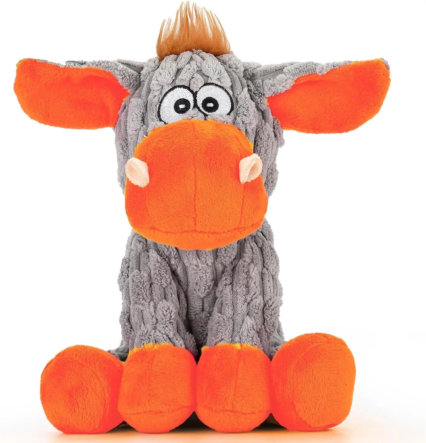 Plush Crinkle Squeaky Dog Toy for Small Medium & Large Dogs – Tough Chew Orange
