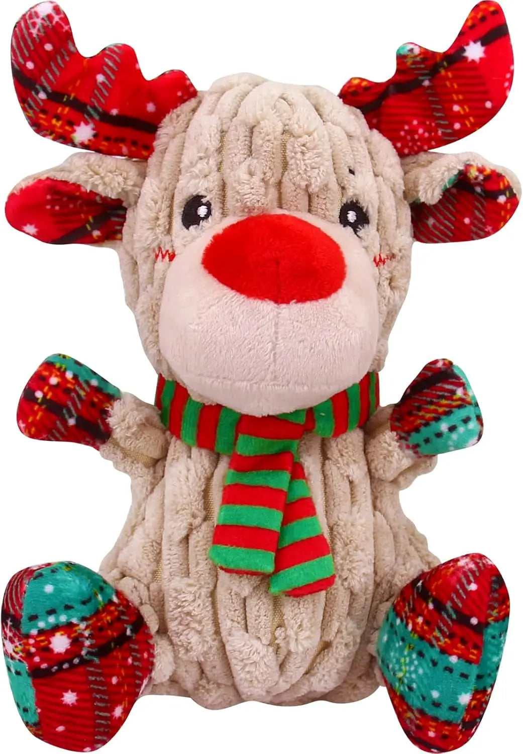 Plush Crinkle Squeaky Dog Toy for Small Medium & Large Dogs – Tough Chew Beige