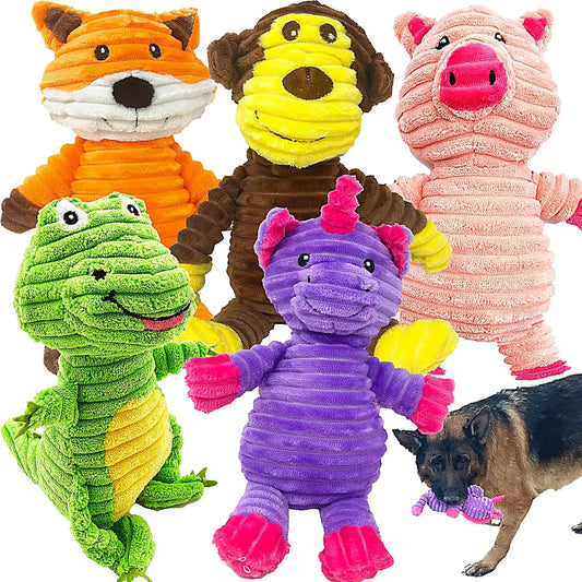Plush Squeaky Dog Toys 5-Pack Corduroy Set for Medium & Large Dogs 5 Pack Corduroy