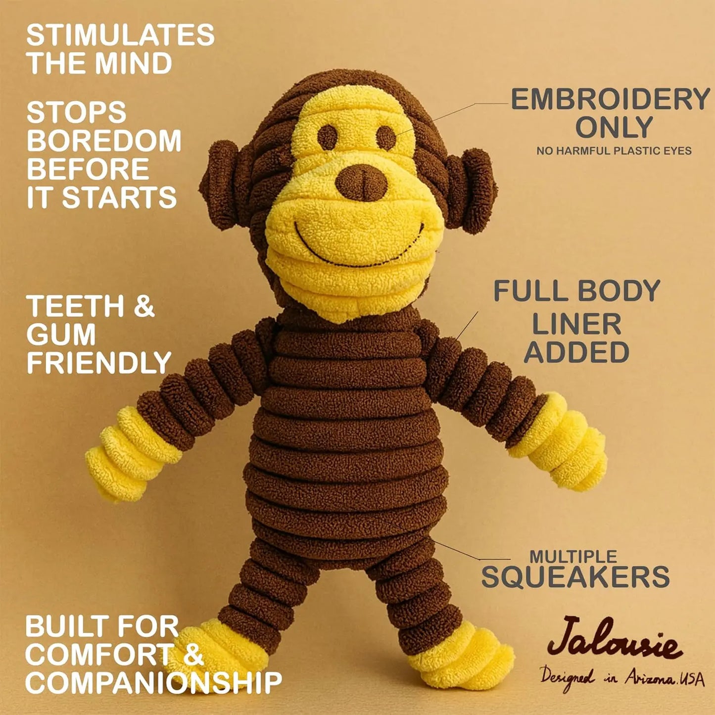 Plush Squeaky Dog Toys 5-Pack Corduroy Set for Medium & Large Dogs