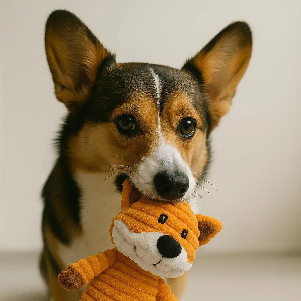Plush Squeaky Dog Toys 5-Pack Corduroy Set for Medium & Large Dogs