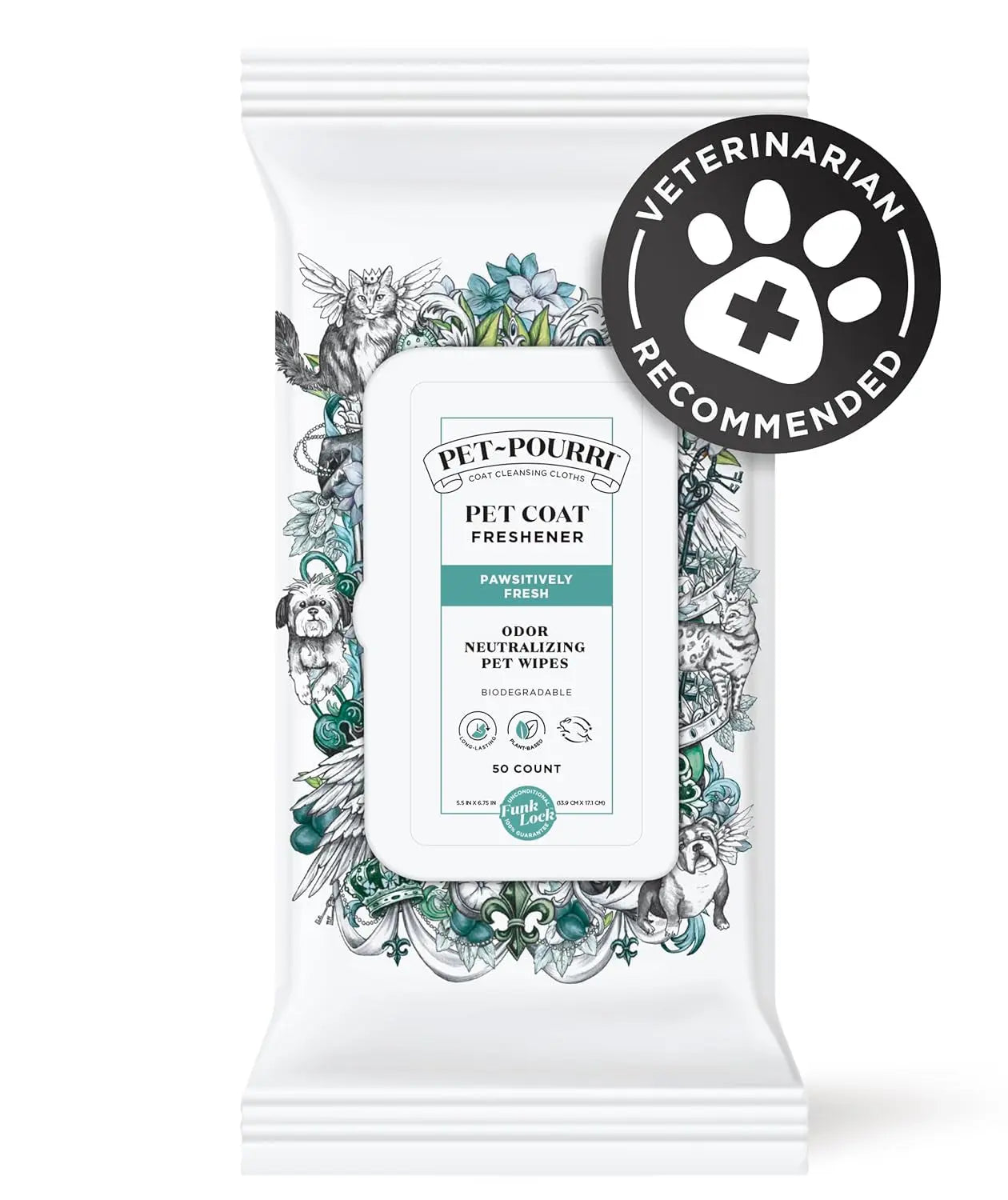 Pawsitively Fresh Pet Wipes Plant Based Deodorizing 50ct