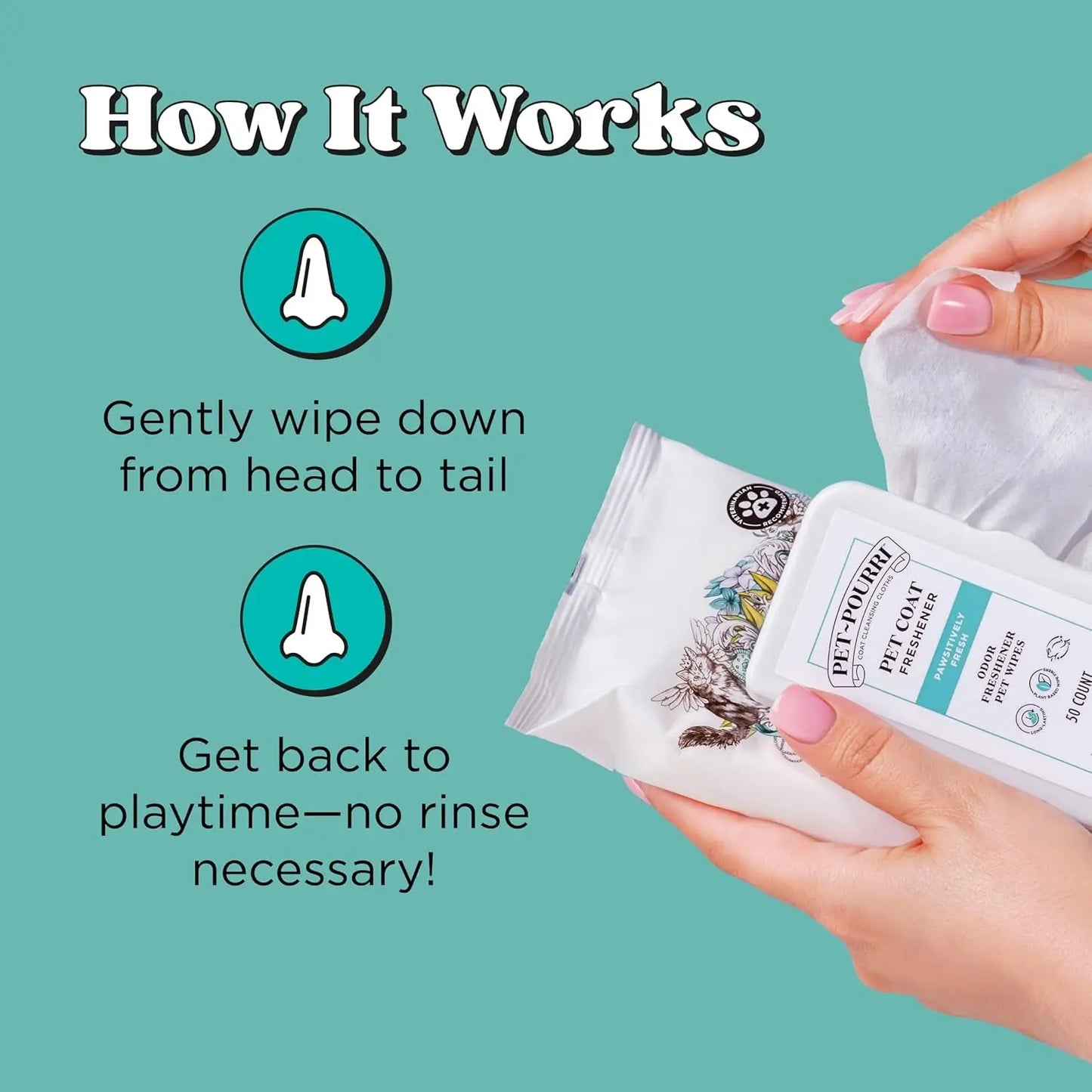 Pawsitively Fresh Pet Wipes Plant Based Deodorizing 50ct