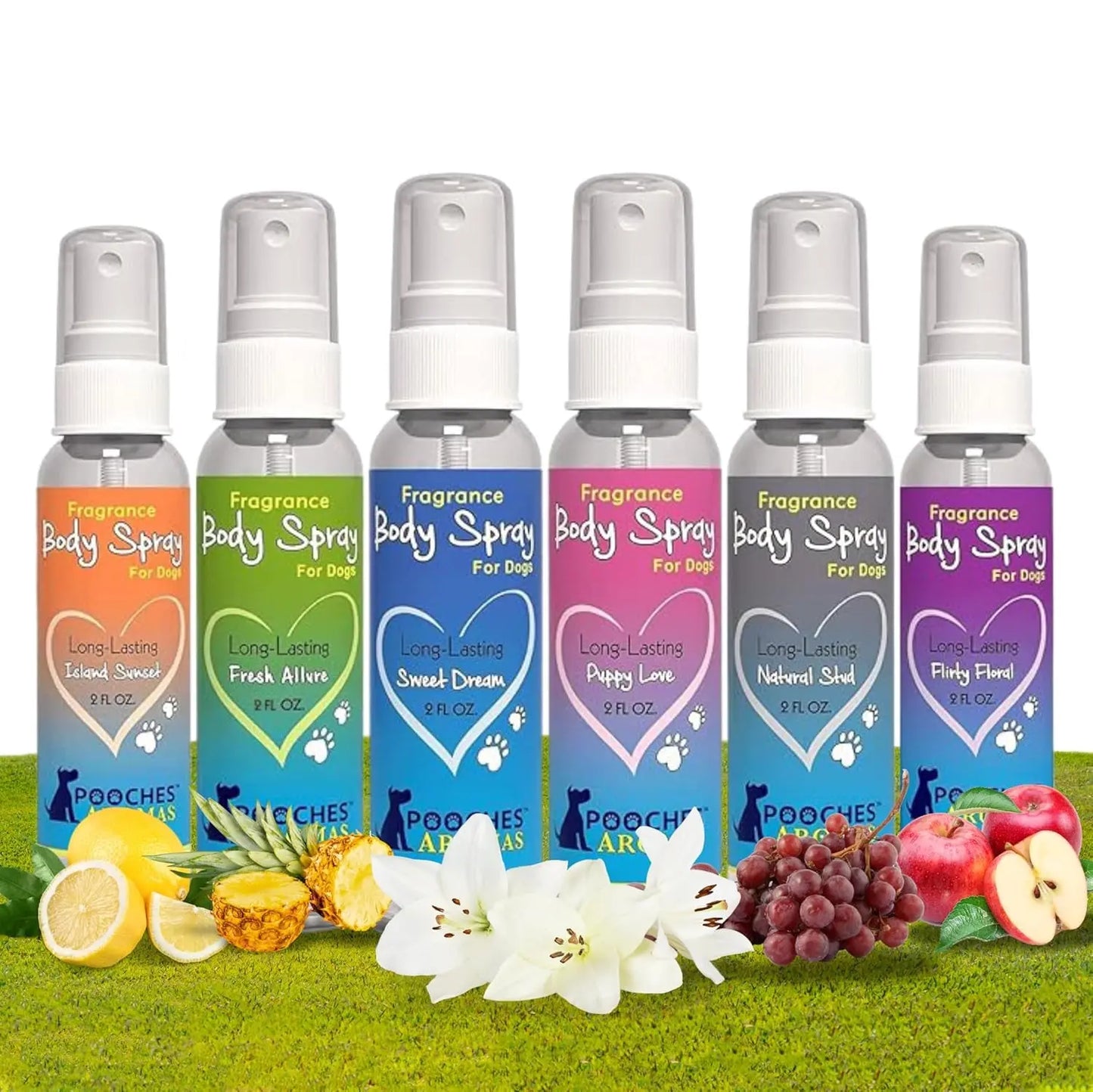 Pooches Aromas Natural Dog Cologne 6-Pack Long-Lasting Grooming Spray 2oz 2-Oz Pack Of 6