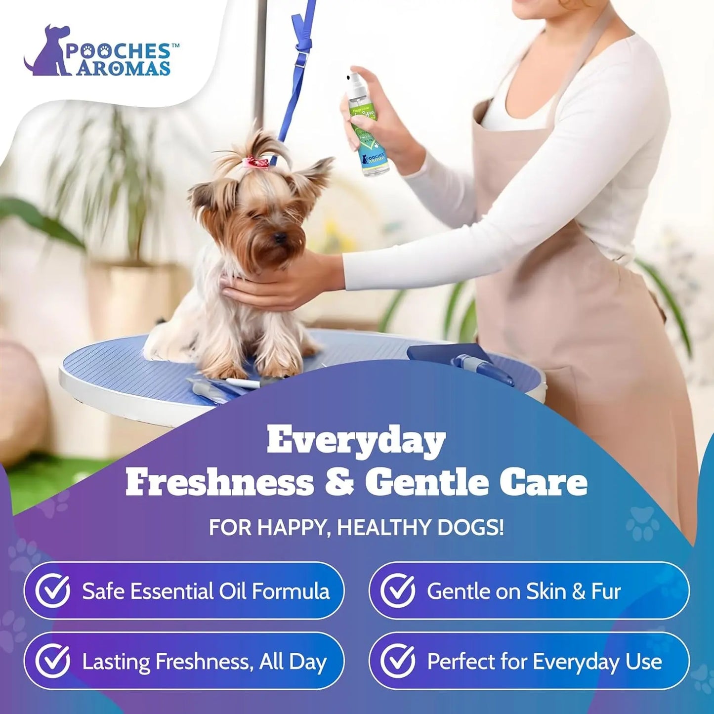 Pooches Aromas Natural Dog Cologne 6-Pack Long-Lasting Grooming Spray 2oz