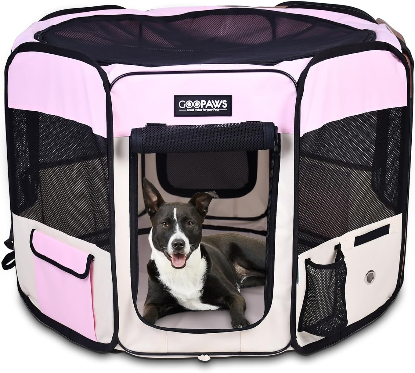 Pop Up Dog Playpen Portable Foldable Pet Exercise Pen Indoor Outdoor Puppy Travel Pink 45X45X24 Inch (Pack Of 1)