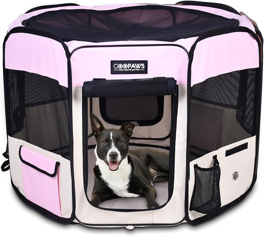 Pop Up Dog Playpen Portable Foldable Pet Exercise Pen Indoor Outdoor Puppy Travel Pink 45X45X24 Inch (Pack Of 1)