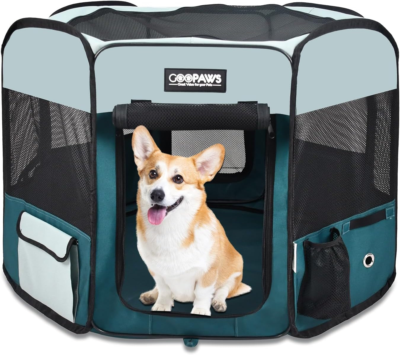 Pop Up Dog Playpen Portable Foldable Pet Exercise Pen Indoor Outdoor Puppy Travel Teal Blue 45X45X24 Inch (Pack Of 1)
