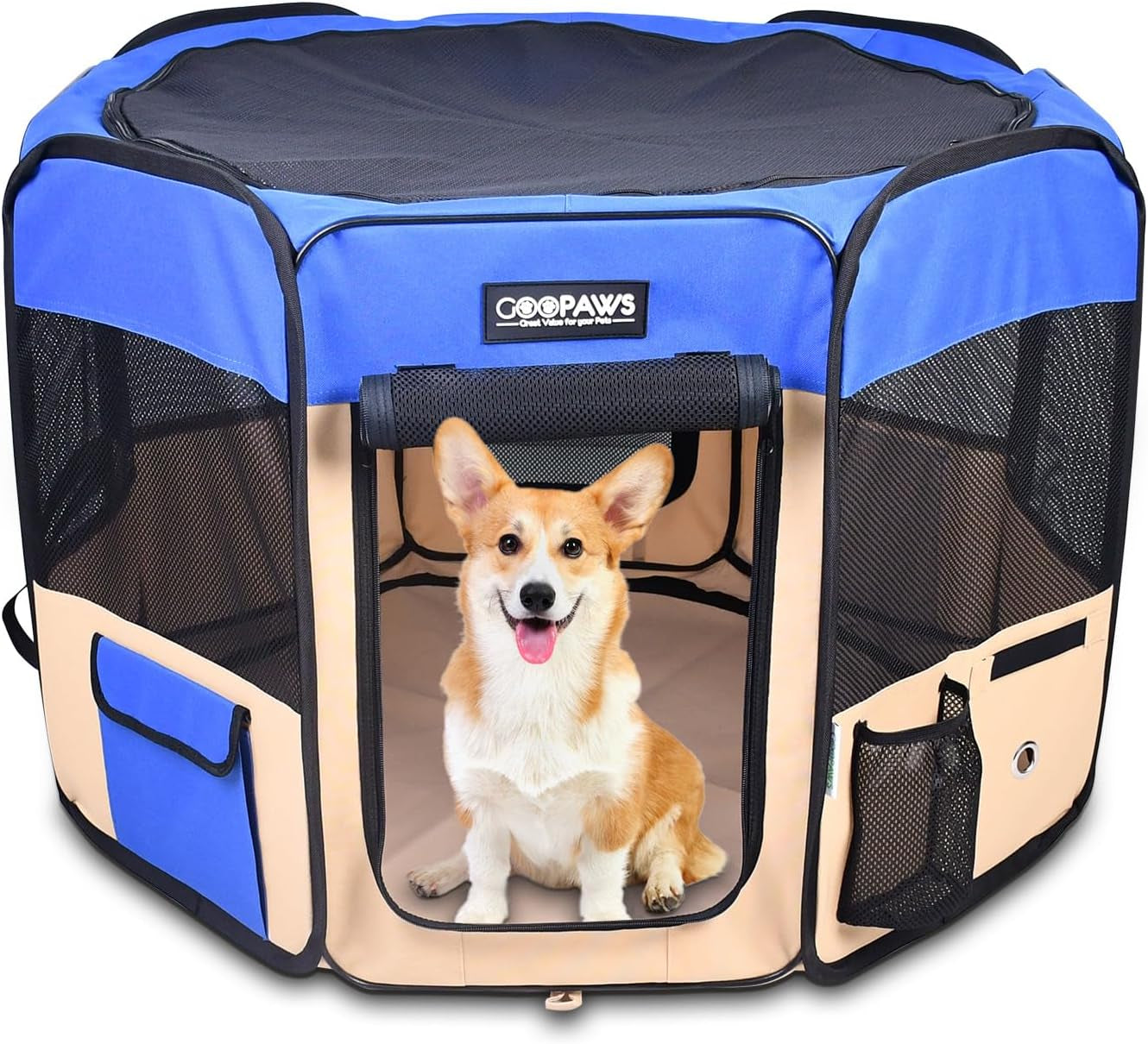 Pop Up Dog Playpen Portable Foldable Pet Exercise Pen Indoor Outdoor Puppy Travel Blue 45X45X24 Inch (Pack Of 1)