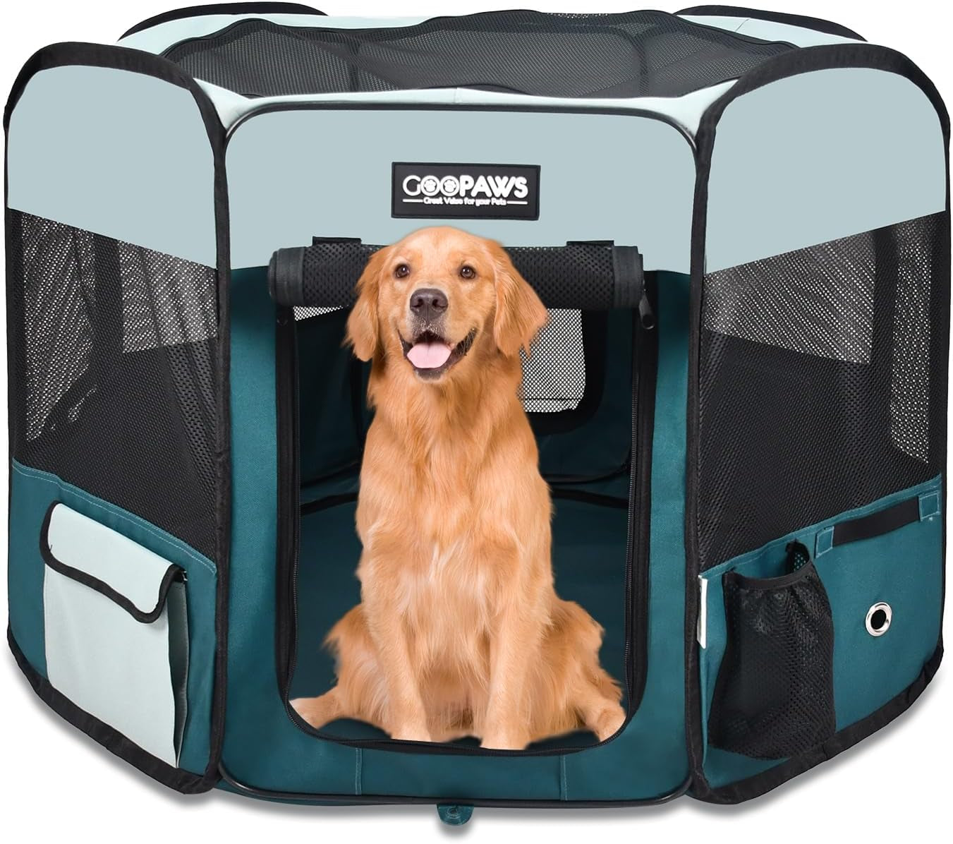 Pop Up Dog Playpen Portable Foldable Pet Exercise Pen Indoor Outdoor Puppy Travel Teal Blue 61X61X30 Inch (Pack Of 1)