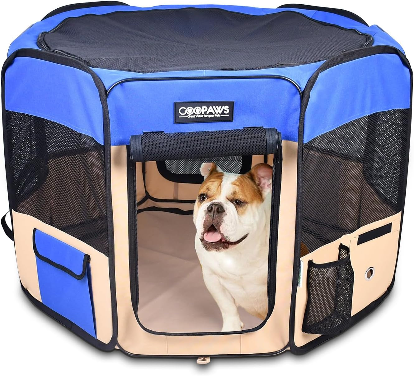 Pop Up Dog Playpen Portable Foldable Pet Exercise Pen Indoor Outdoor Puppy Travel Blue 61X61X30 Inch (Pack Of 1)