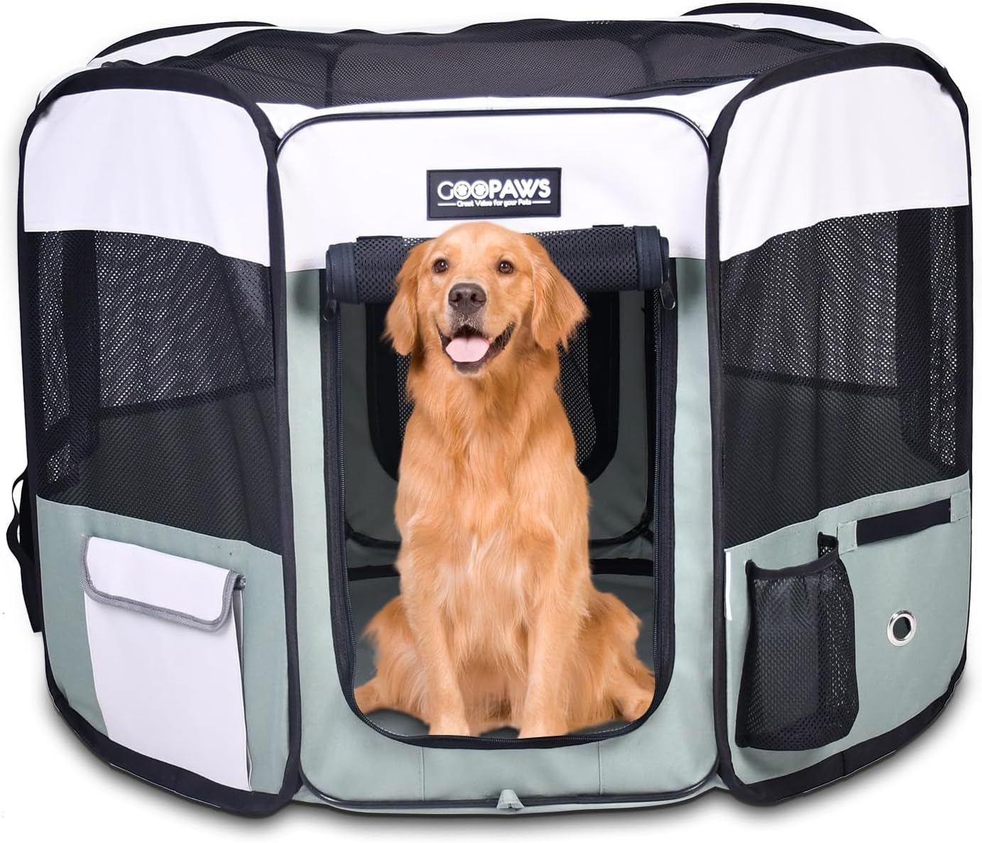 Pop Up Dog Playpen Portable Foldable Pet Exercise Pen Indoor Outdoor Puppy Travel Shale Green 61X61X30 Inch (Pack Of 1)