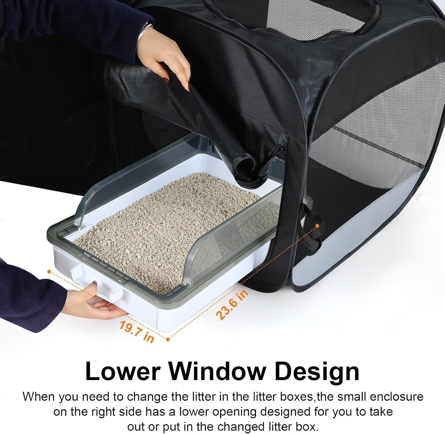 Portable Cat & Dog Playpen 2-in-1 Foldable Indoor Pet Tent Large Collapsible