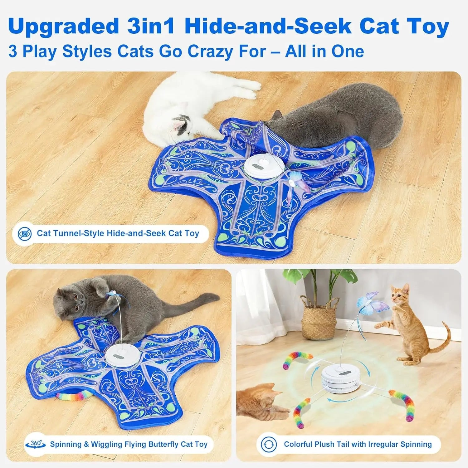 Rechargeable Interactive Cat Toy – Touch-Activated Hide & Seek Play