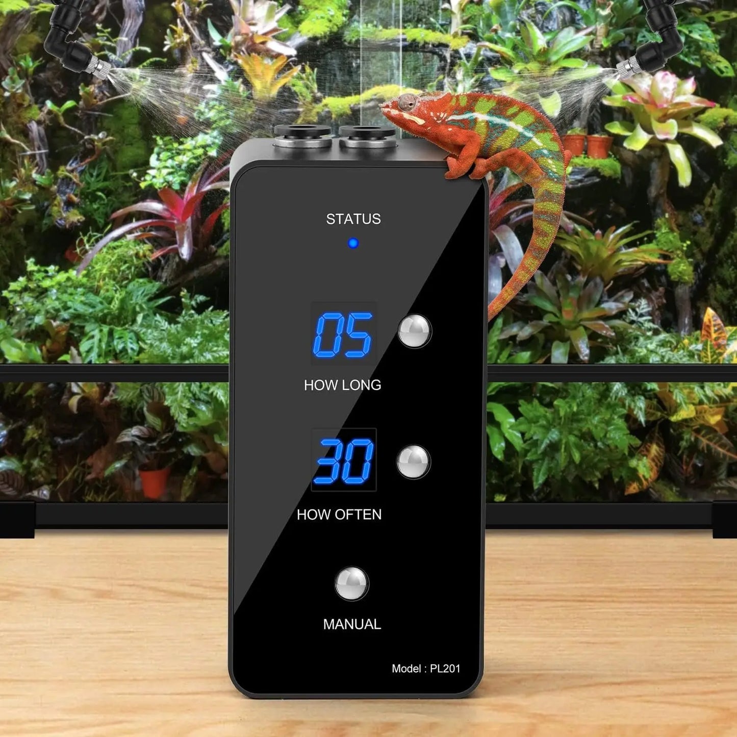 Reptile Misting System Humidifier with Timer & Adjustable Spray Nozzles