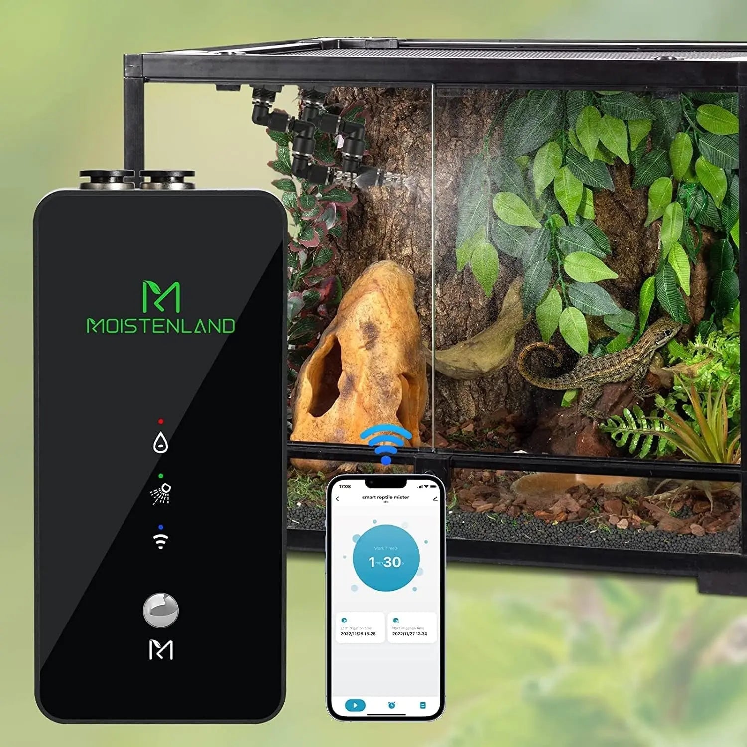 Reptile Misting System Humidifier with Timer & Adjustable Spray Nozzles Black-Wifi