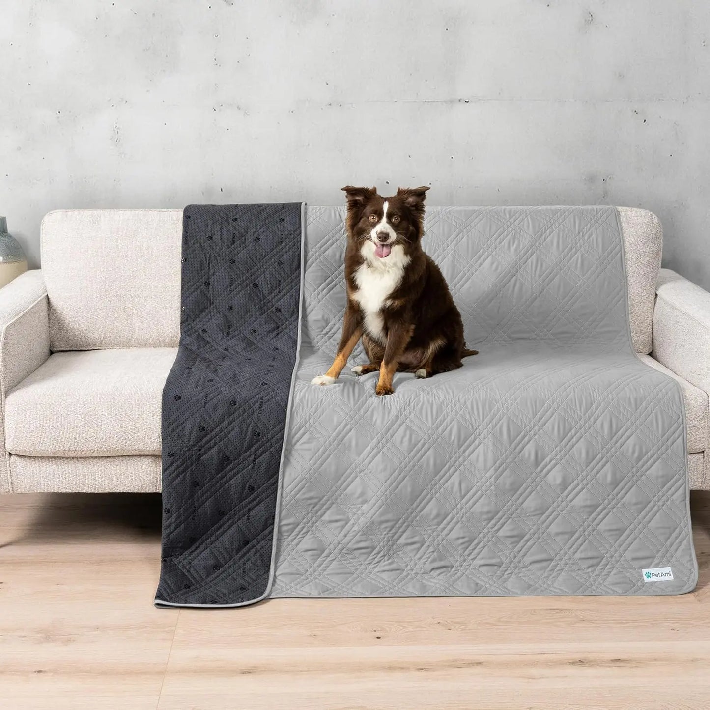 Waterproof Pet Couch Cover Reversible Furniture Protector for Dogs & Cats Light Grey