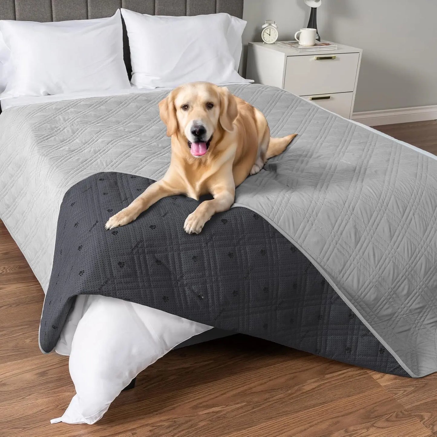 Waterproof Pet Couch Cover Reversible Furniture Protector for Dogs & Cats Light Grey 102 X 82 Inches