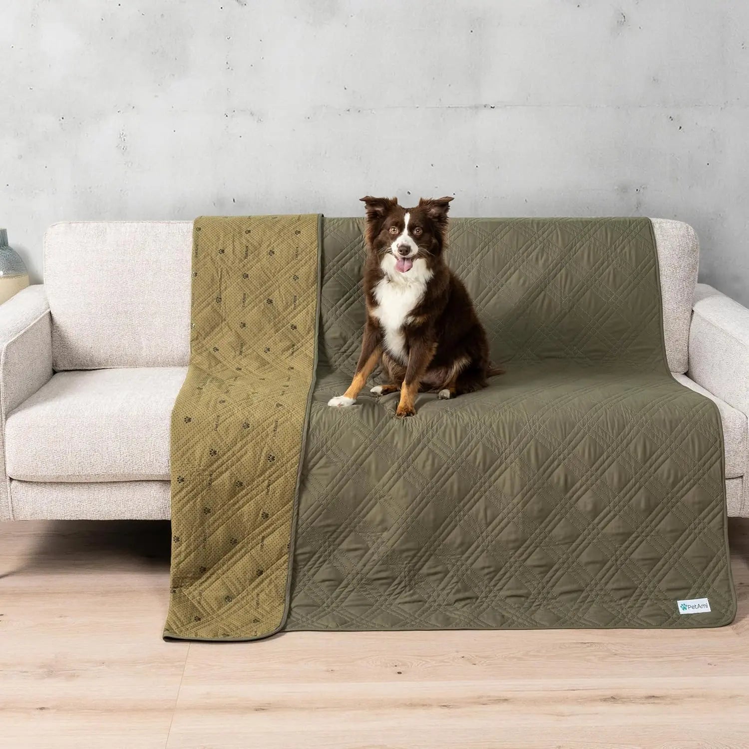 Waterproof Pet Couch Cover Reversible Furniture Protector for Dogs & Cats Olive Green
