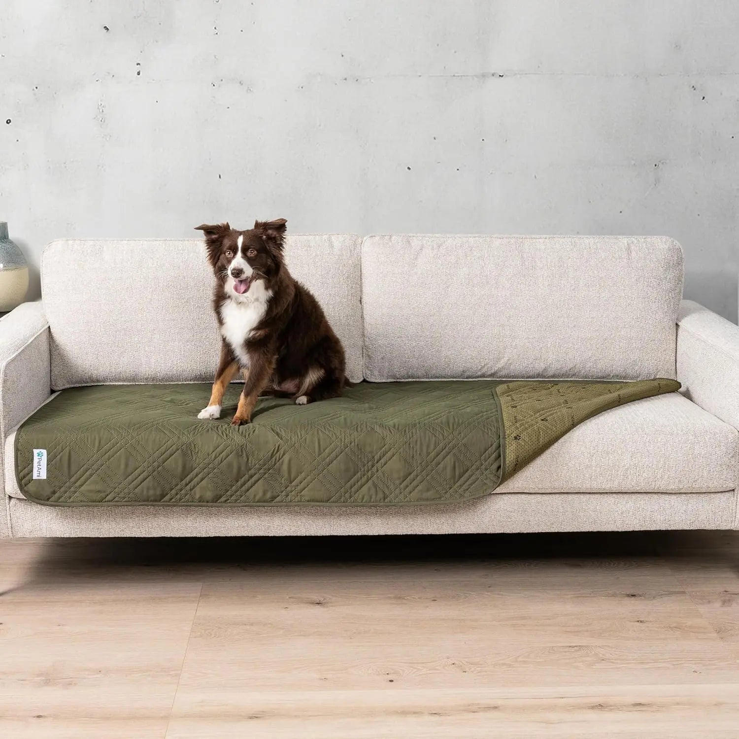 Waterproof Pet Couch Cover Reversible Furniture Protector for Dogs & Cats Olive Green 30 X 70 Inches