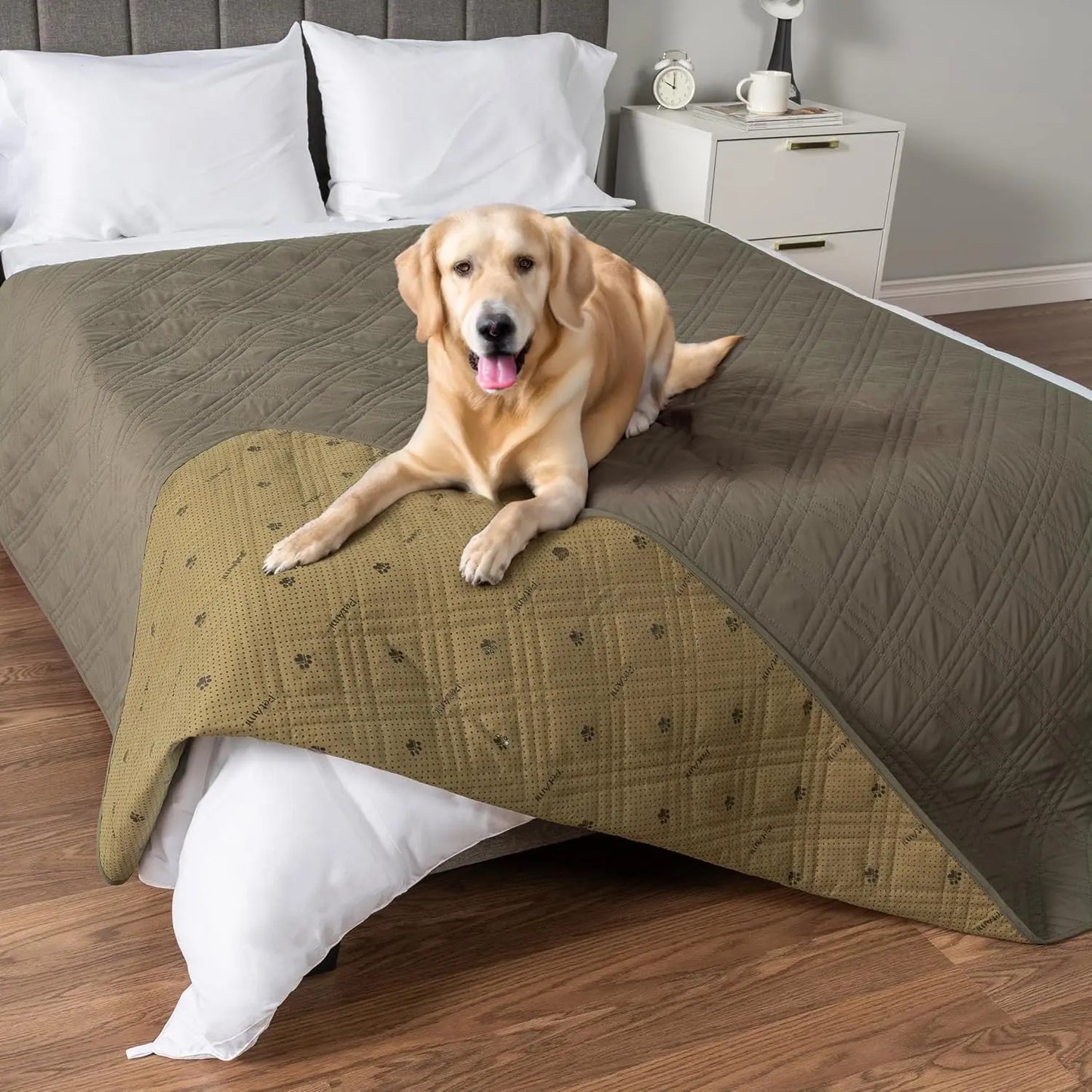 Waterproof Pet Couch Cover Reversible Furniture Protector for Dogs & Cats Olive Green 102 X 82 Inches