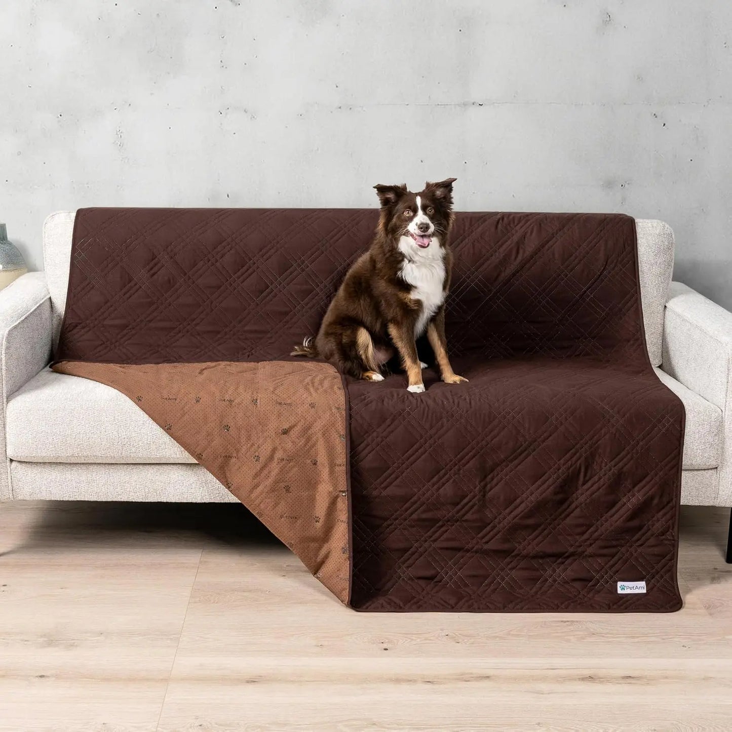 Waterproof Pet Couch Cover Reversible Furniture Protector for Dogs & Cats Brown