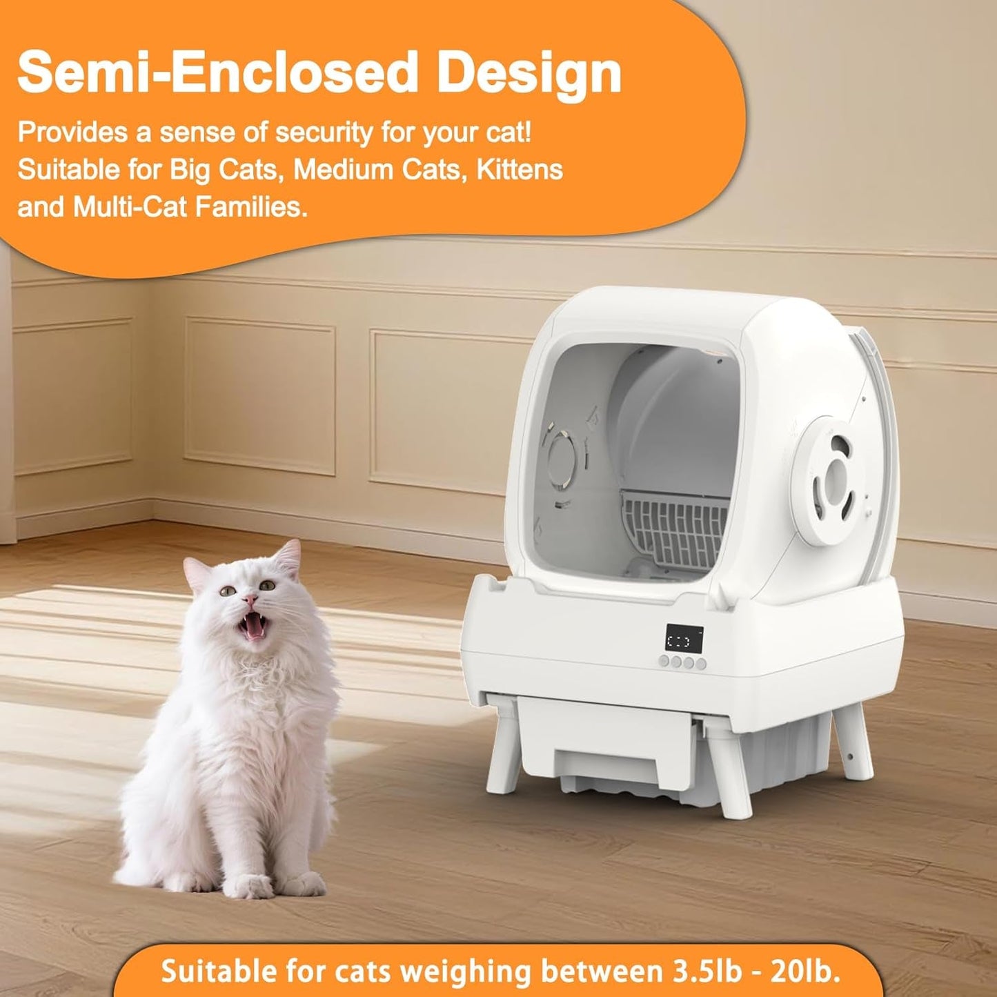 Self Cleaning Cat Litter Box Automatic App Control Quiet Multi Cat Smart
