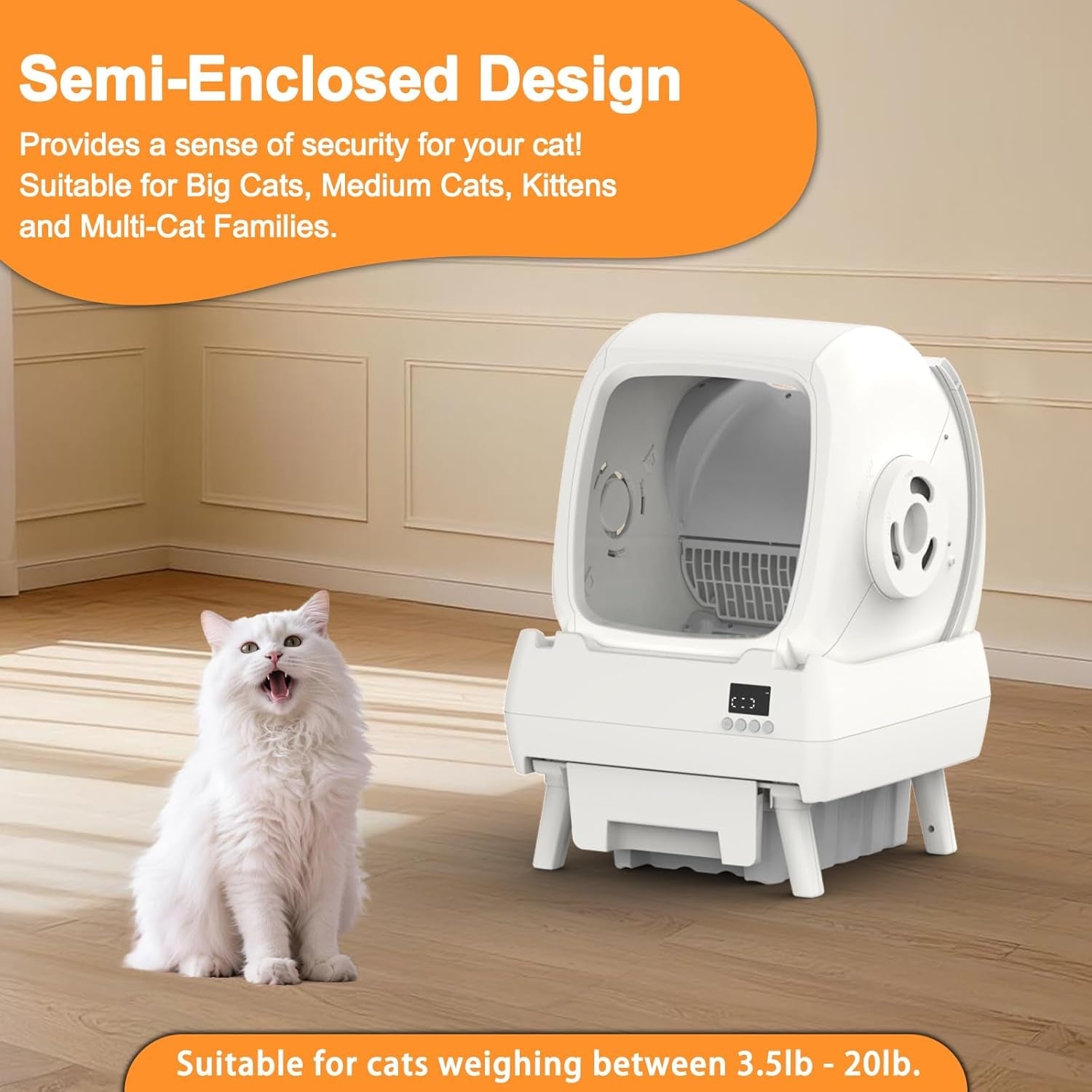 Self Cleaning Cat Litter Box Automatic App Control Quiet Multi Cat Smart
