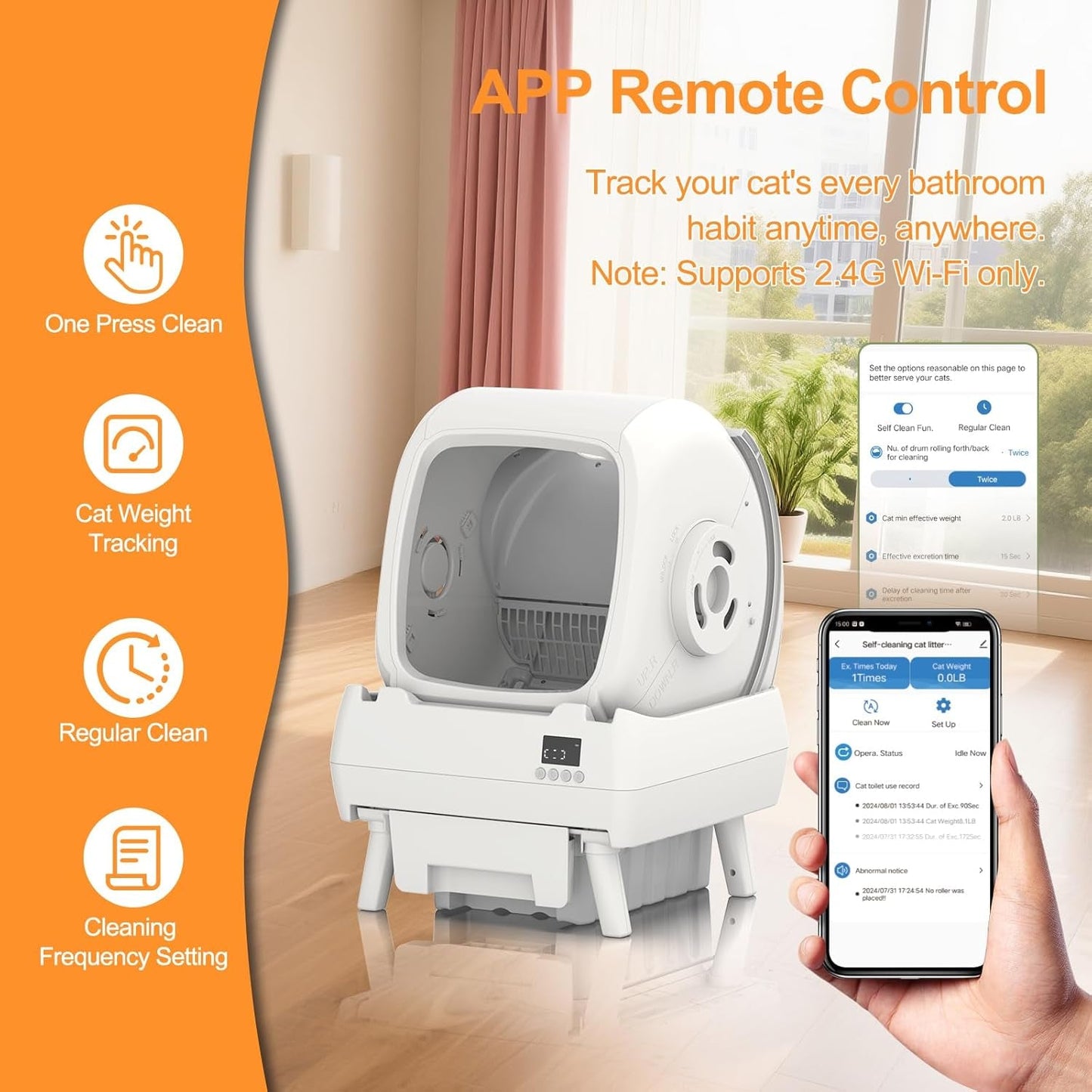 Self Cleaning Cat Litter Box Automatic App Control Quiet Multi Cat Smart