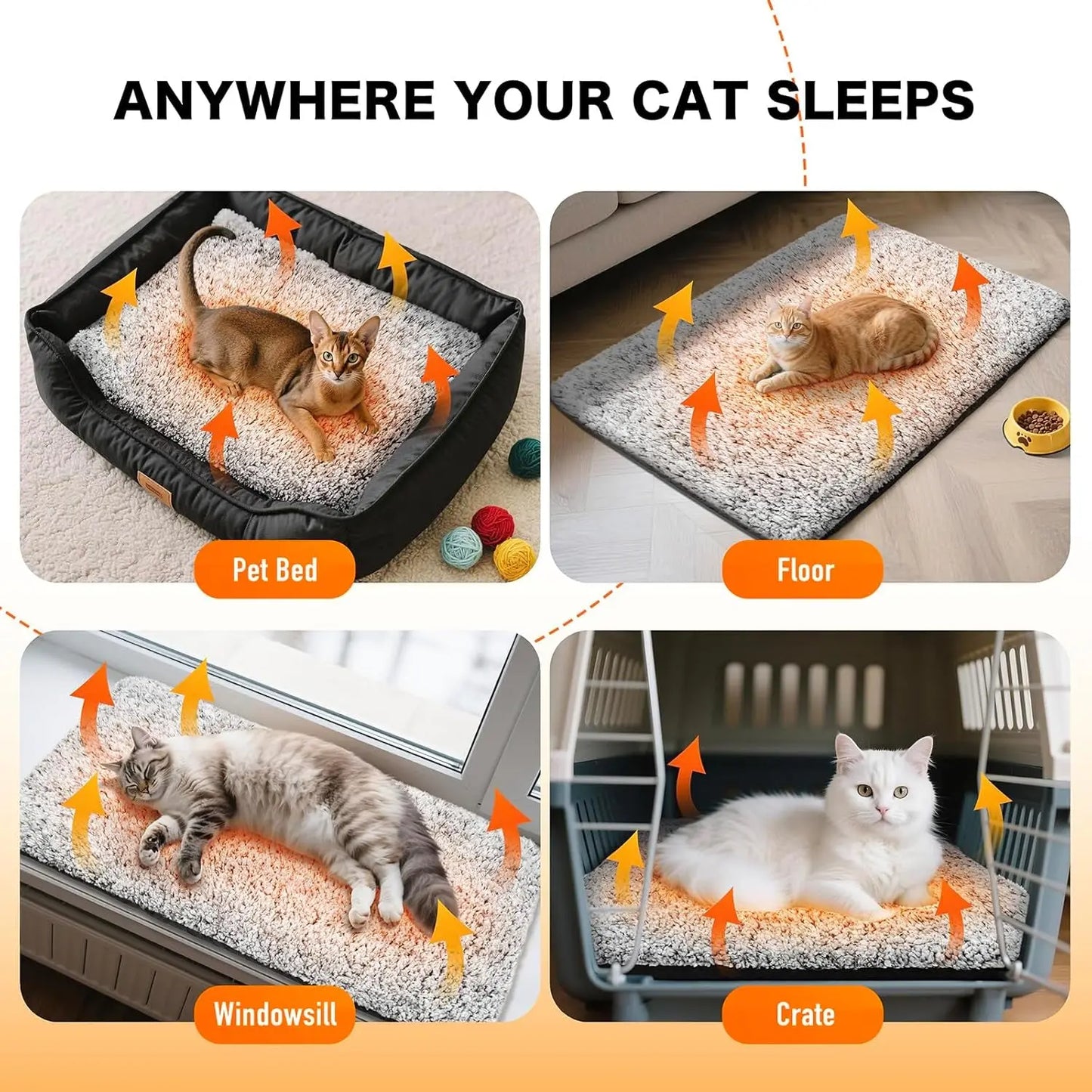 Self Warming Cat Bed – Dual Foil, Washable Cover, Non-Slip